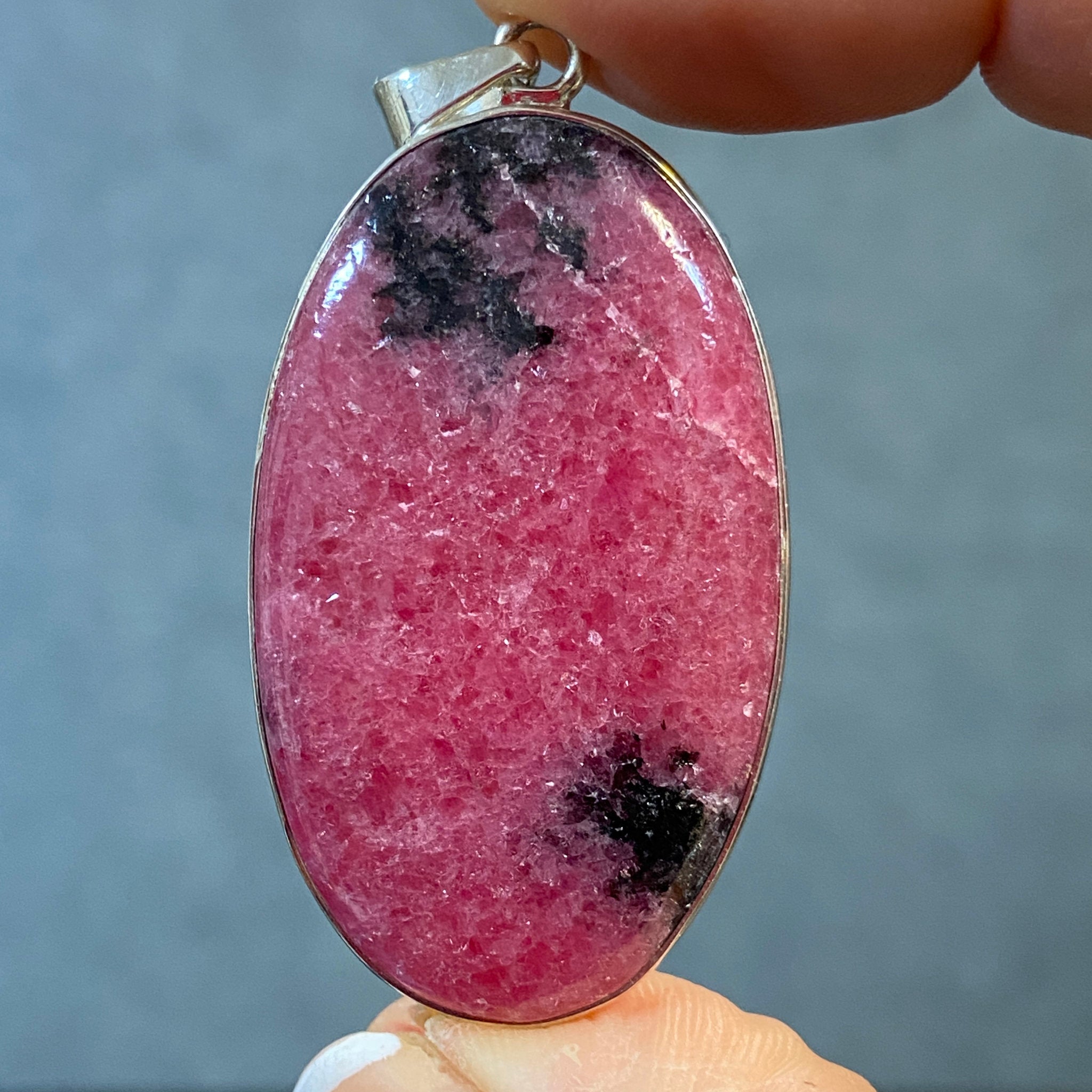 Rhodonite Pendant in Sterling Silver