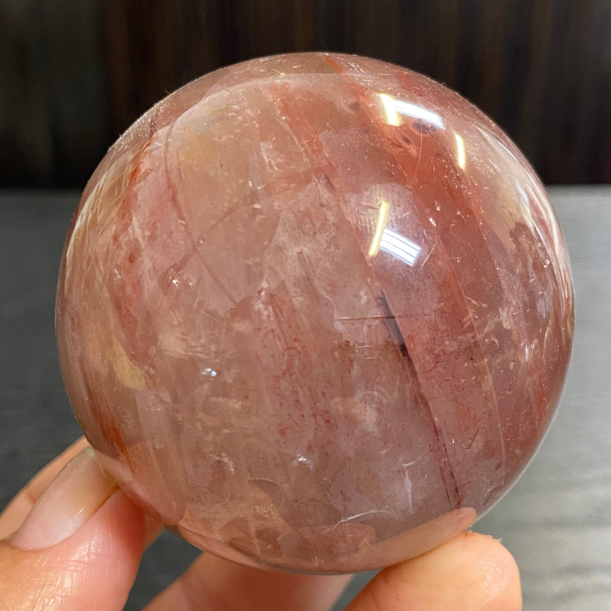Hematite Included Quartz Sphere – Madagascar