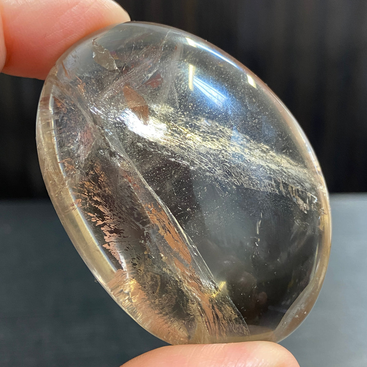 Premium Smoky Quartz Palmstone with Rainbows – Brazil