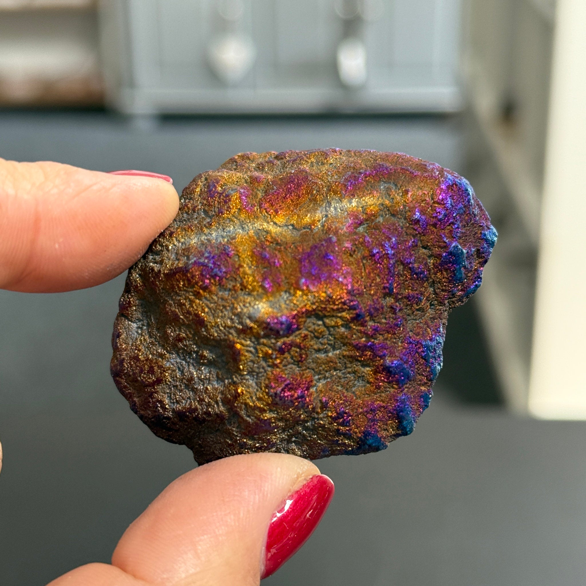 Peacock Aura Quartz Geode