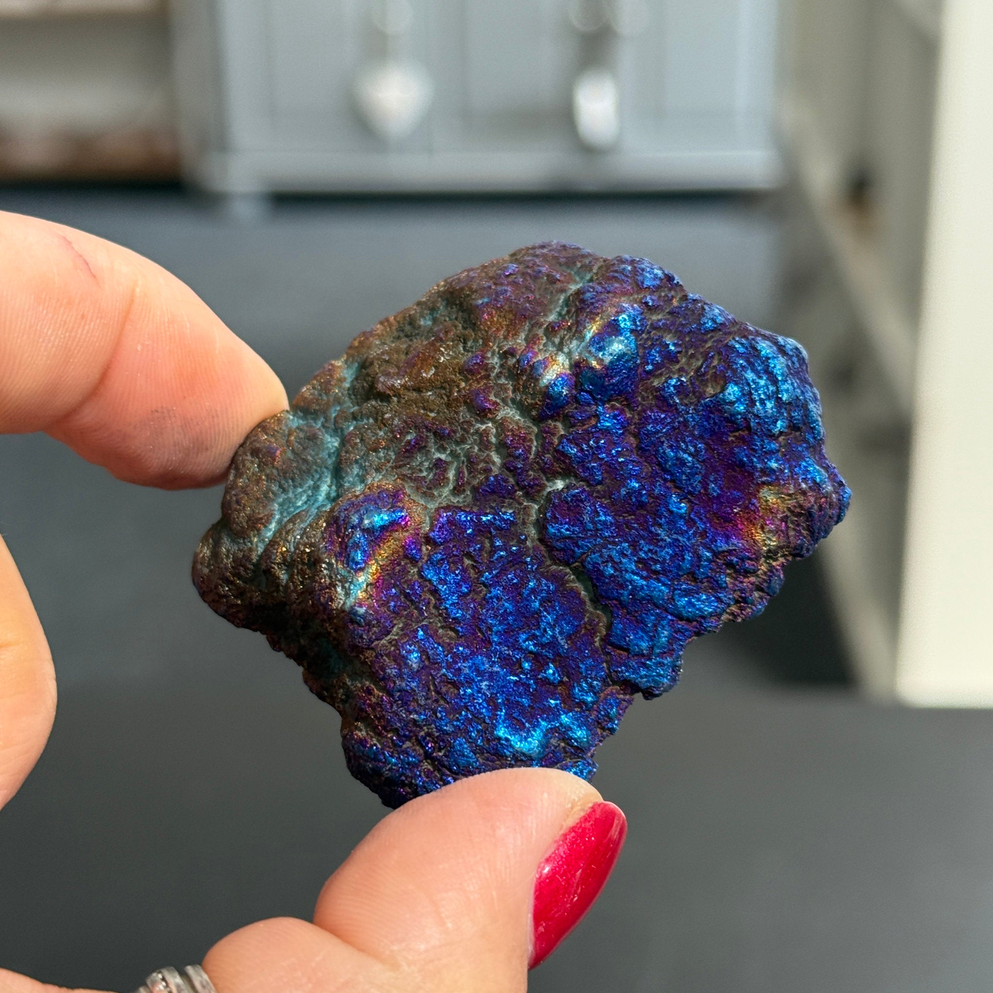 Peacock Aura Quartz Geode