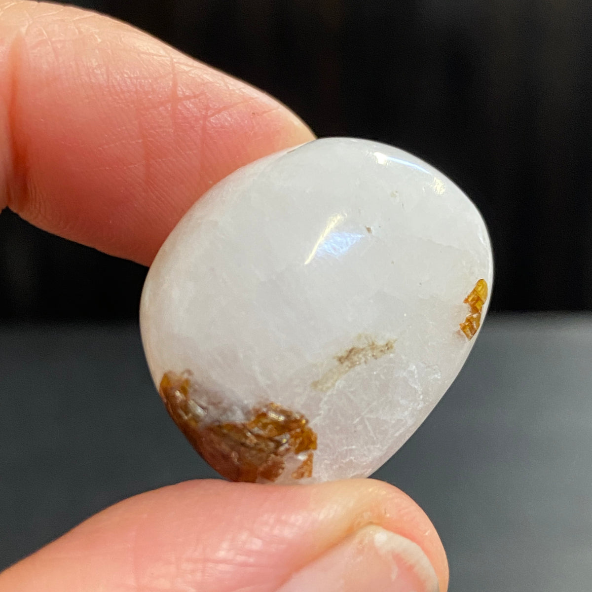 Cryolite Tumbled Stone with Siderite Inclusions - Greenland