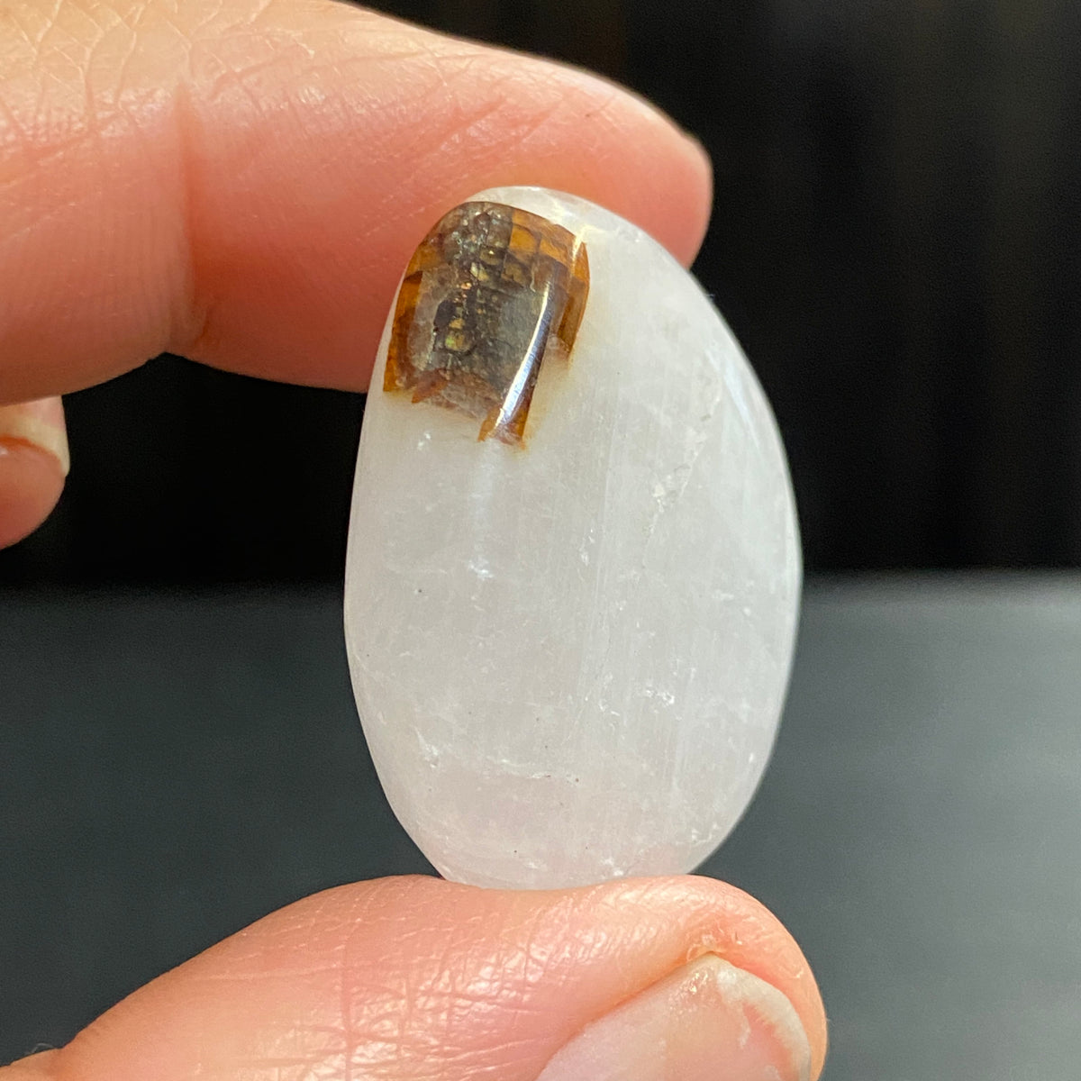Cryolite Tumbled Stone with Siderite Inclusions - Greenland