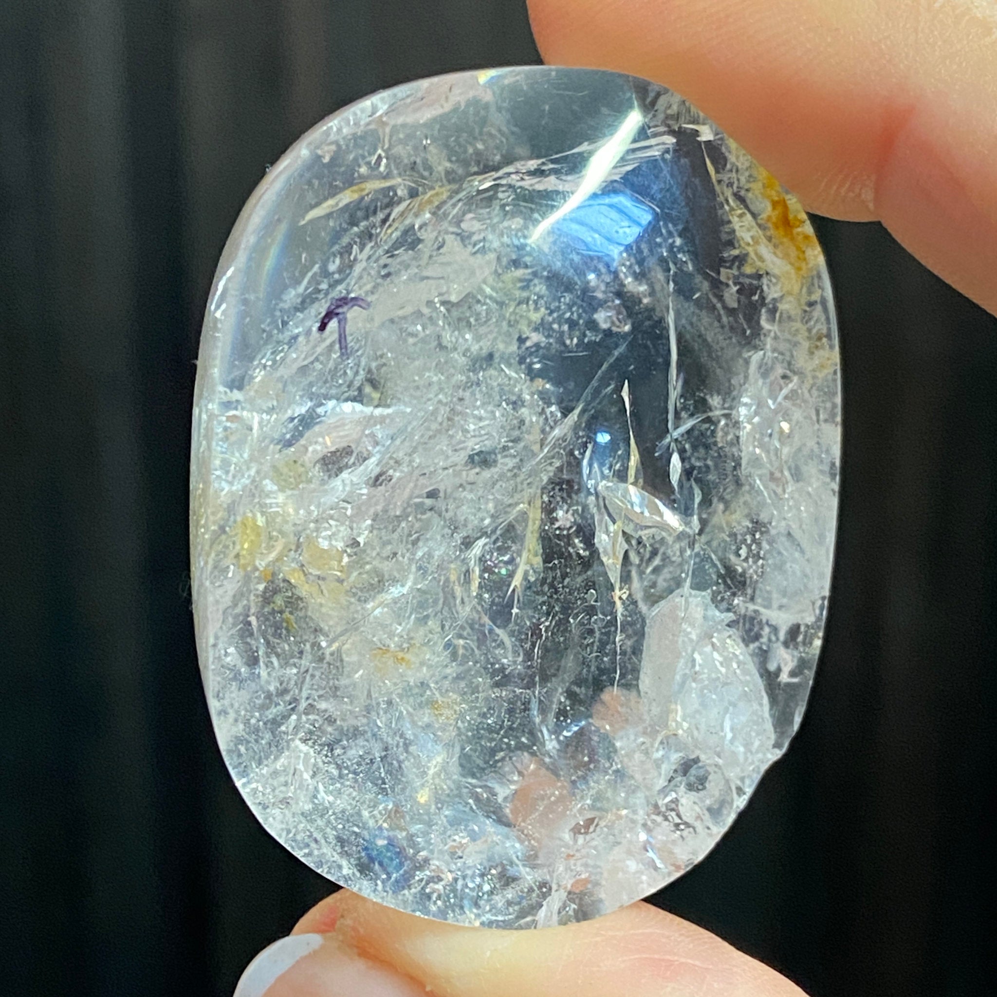 Clear Quartz Oval with Golden Healer & Enhydro - Brazil