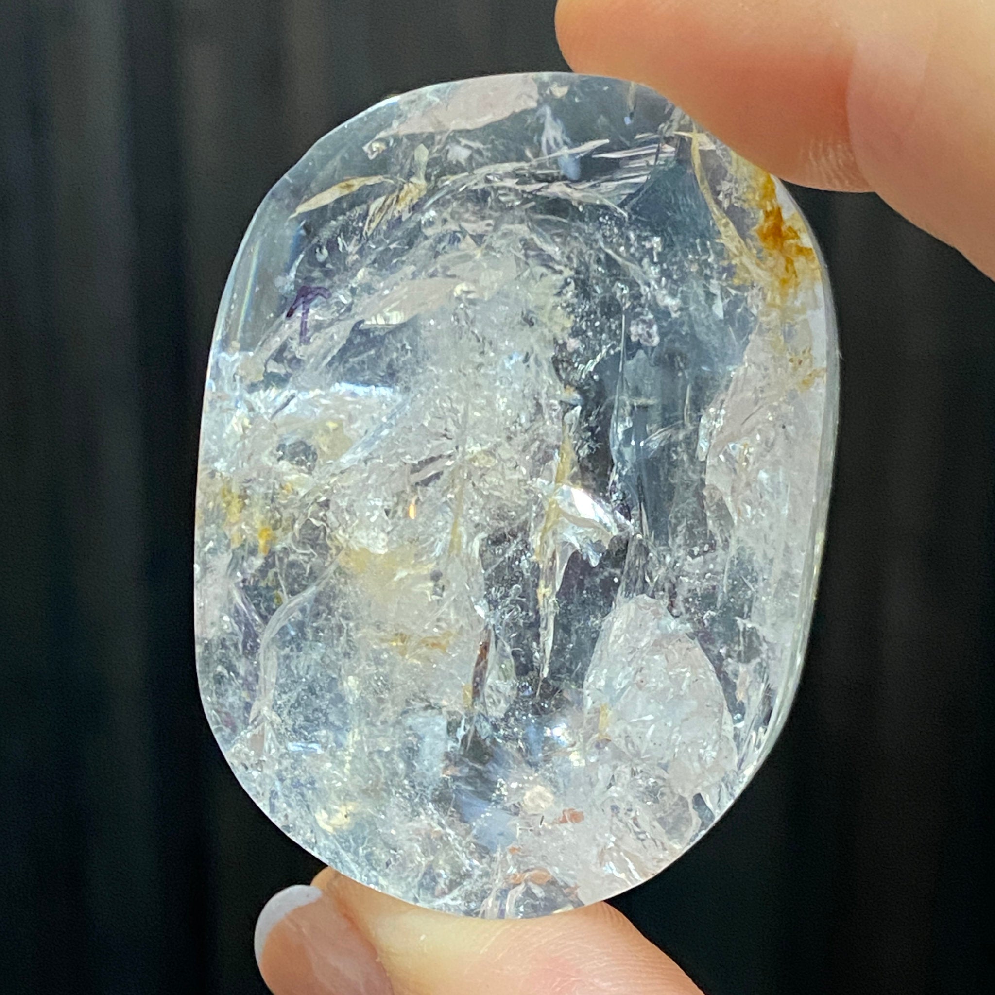 Clear Quartz Oval with Golden Healer & Enhydro - Brazil