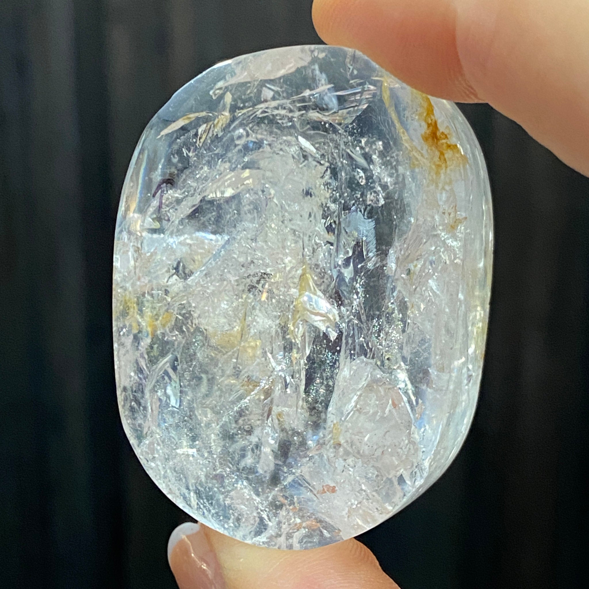 Clear Quartz Oval with Golden Healer & Enhydro - Brazil