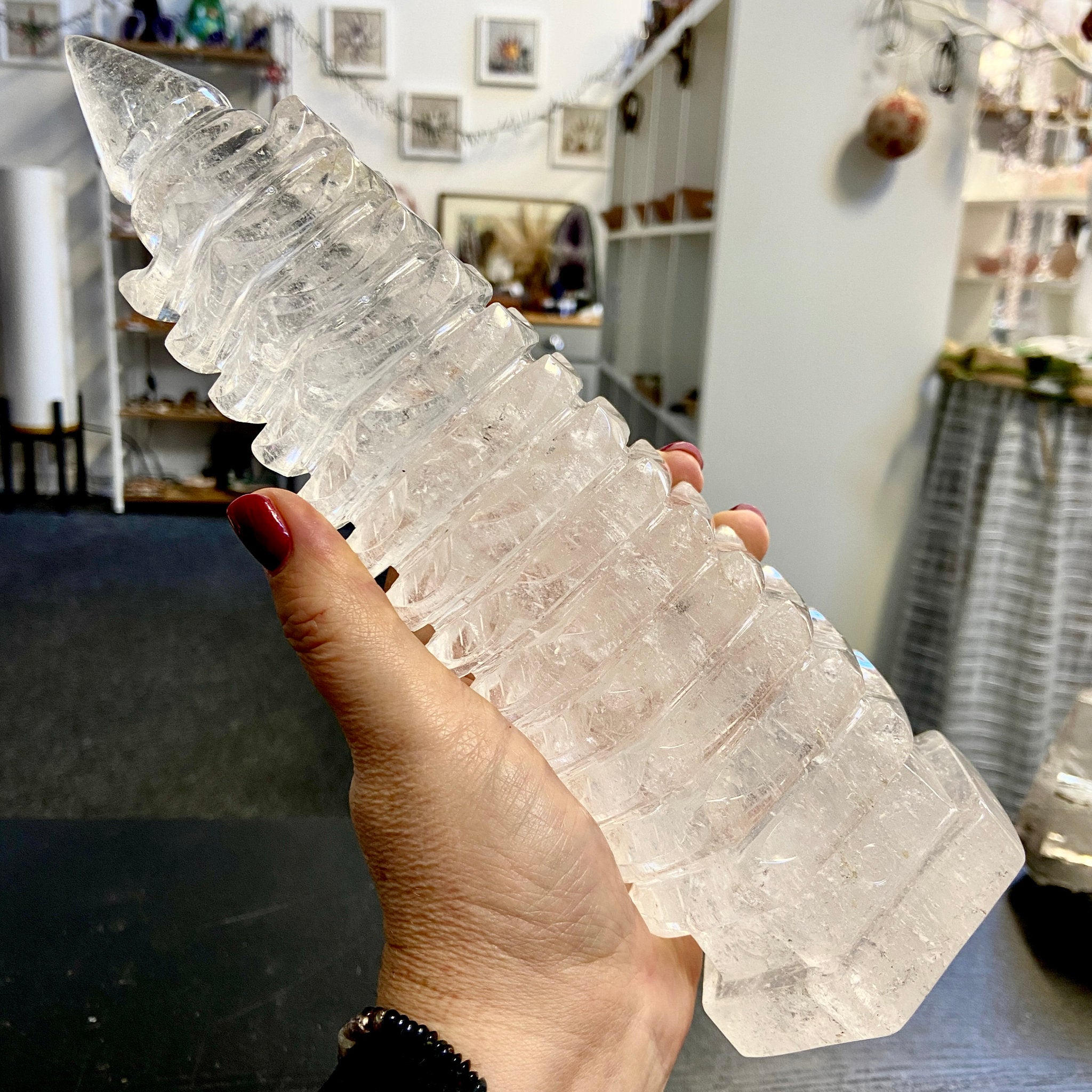 Clear Quartz - 13 Layer Wen Chang Pagoda Tower