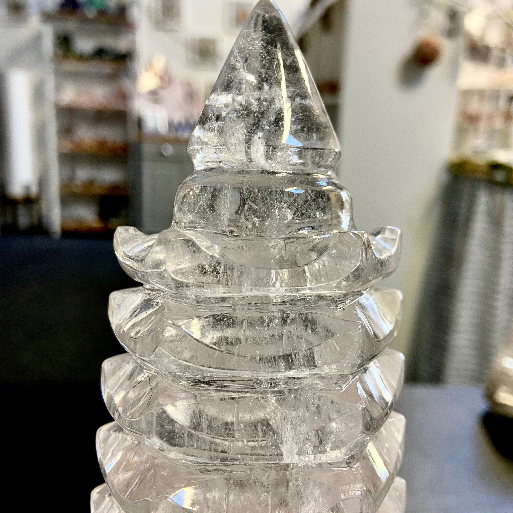 Clear Quartz - 13 Layer Wen Chang Pagoda Tower