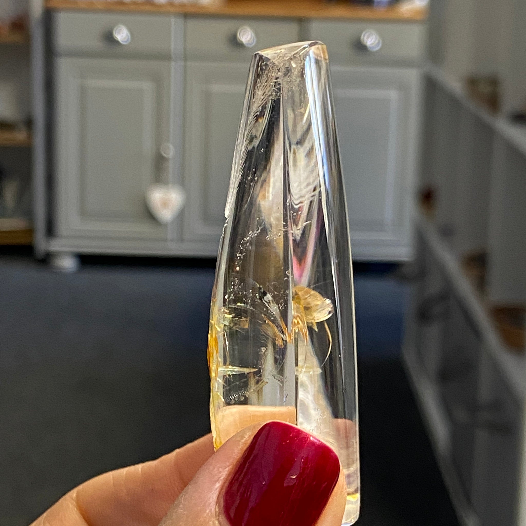 Clear Quartz Freeform with Carved Phoenix and Tree