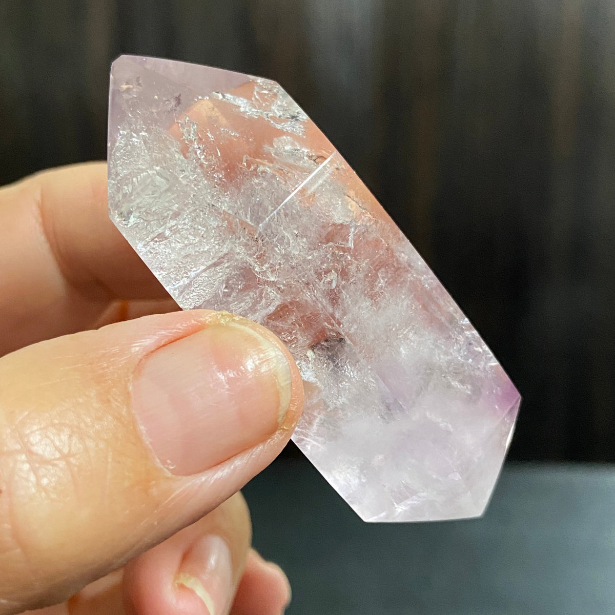 Natural Double Terminated Amethyst with Enhydro
