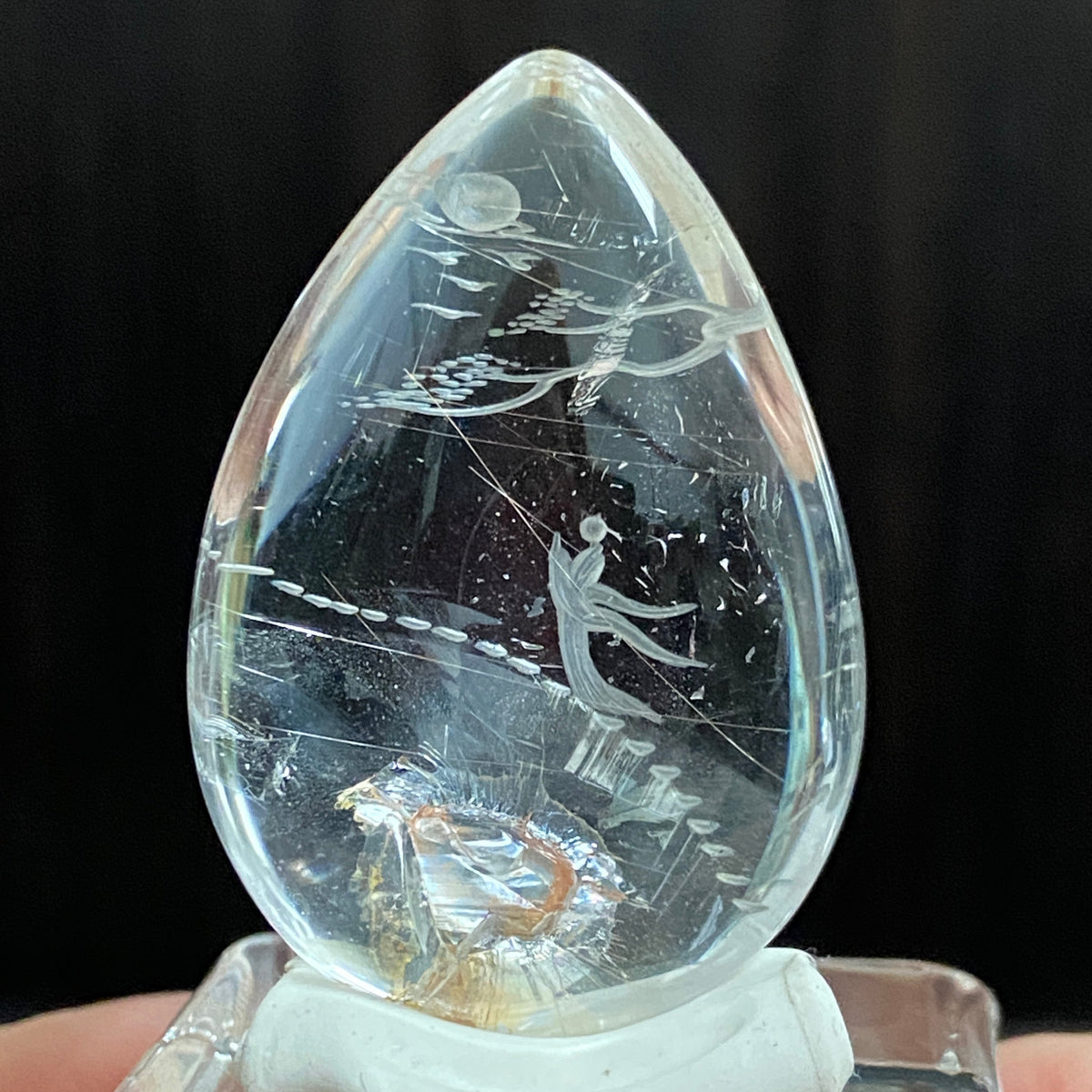 Rutile Rays & Moonlit Steps — AAA Diamond-Etched Clear Landscape Quartz