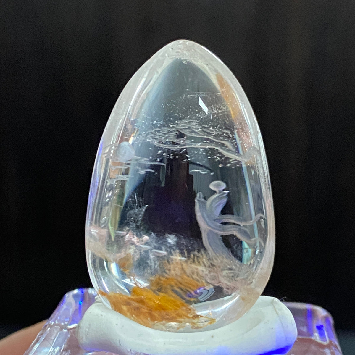 Golden Earth & Celestial Moon — AAA Diamond-Etched Clear Landscape Quartz