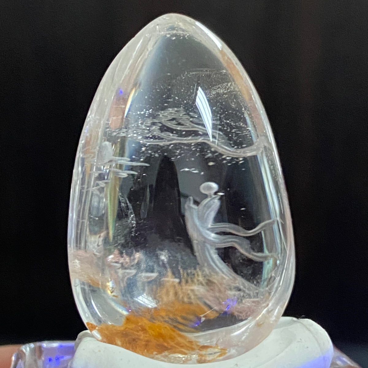 Golden Earth & Celestial Moon — AAA Diamond-Etched Clear Landscape Quartz