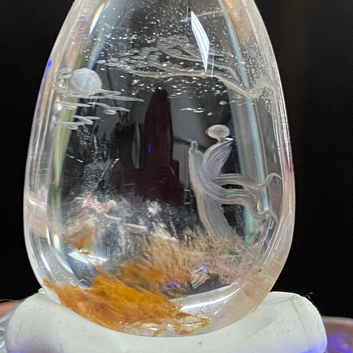 Golden Earth & Celestial Moon — AAA Diamond-Etched Clear Landscape Quartz