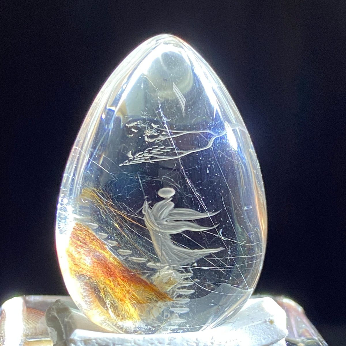 The Celestial Path of Gold and Red Rutile — AAA Diamond-Etched Landscape Quartz