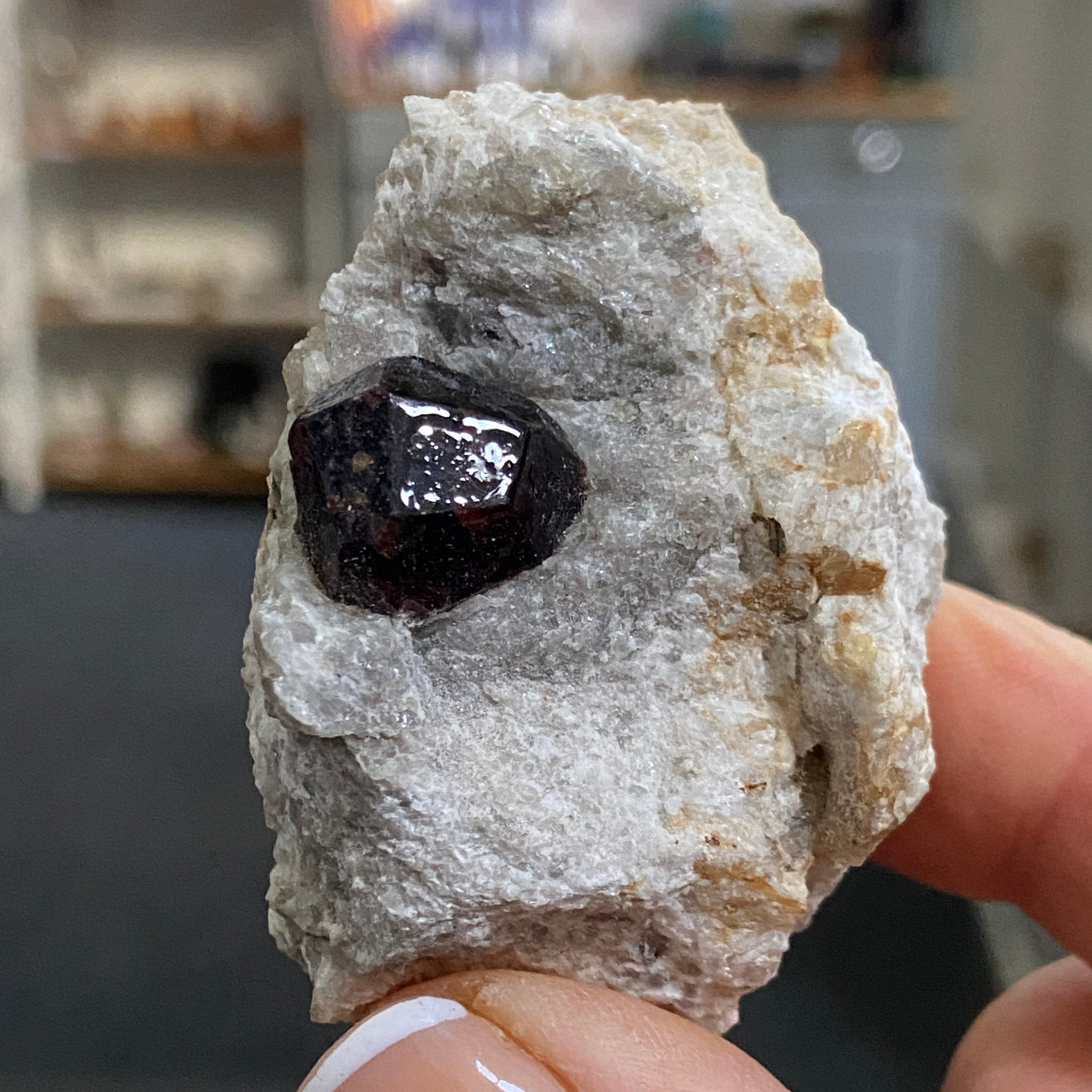 Almandine Garnet on Calcite Matrix - Castle Rocks Cornwall