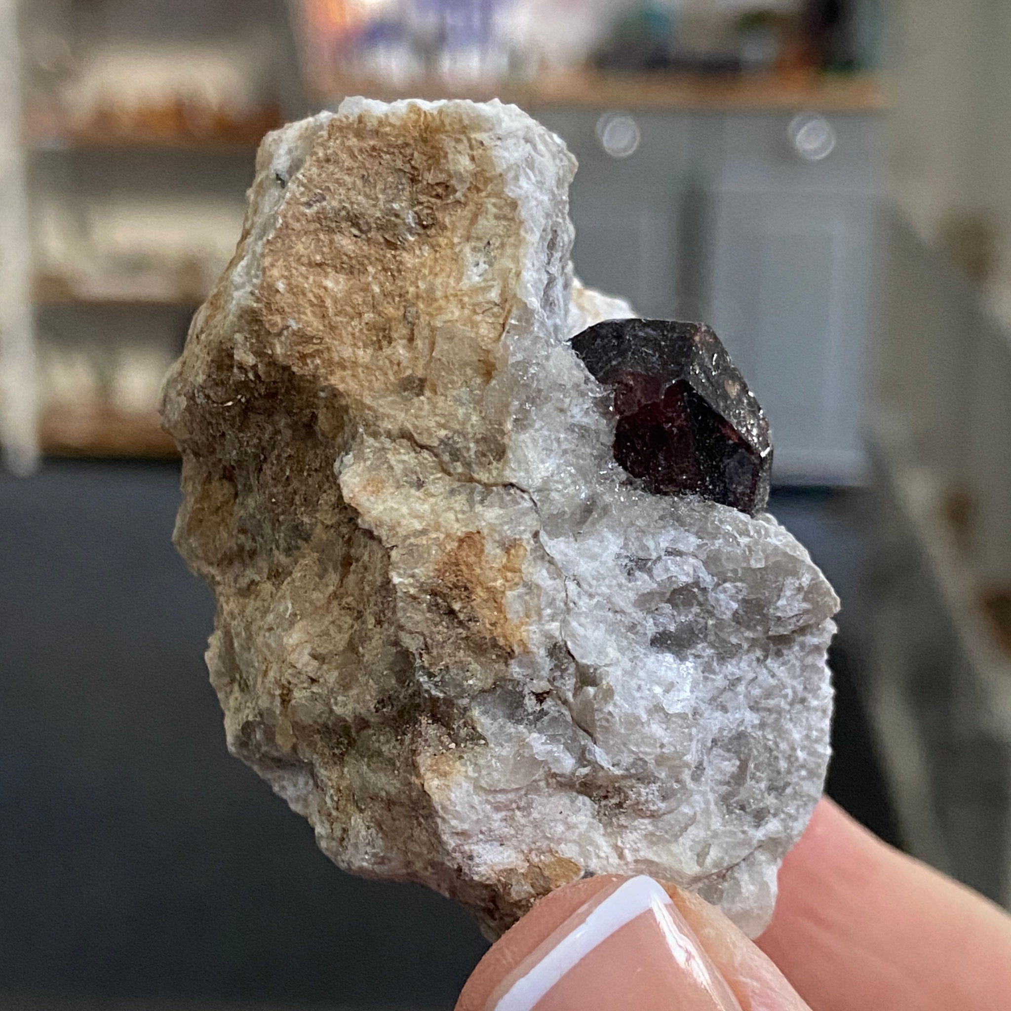 Almandine Garnet on Calcite Matrix - Castle Rocks Cornwall