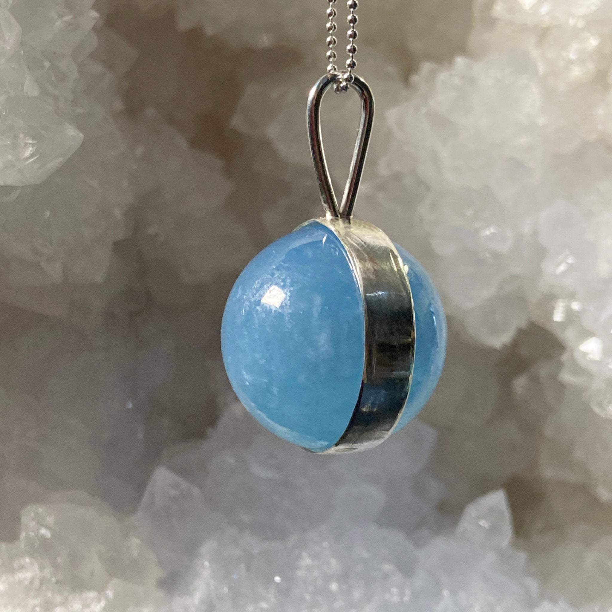 Aquamarine Spinner Pendant - Bespoke by Song of the Sea - Castle Rocks Cornwall