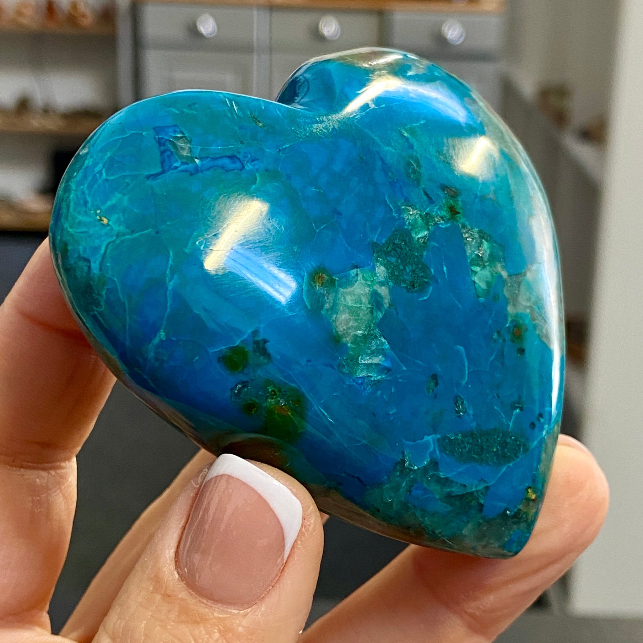 Chrysocolla Heart – Peru - Castle Rocks Cornwall