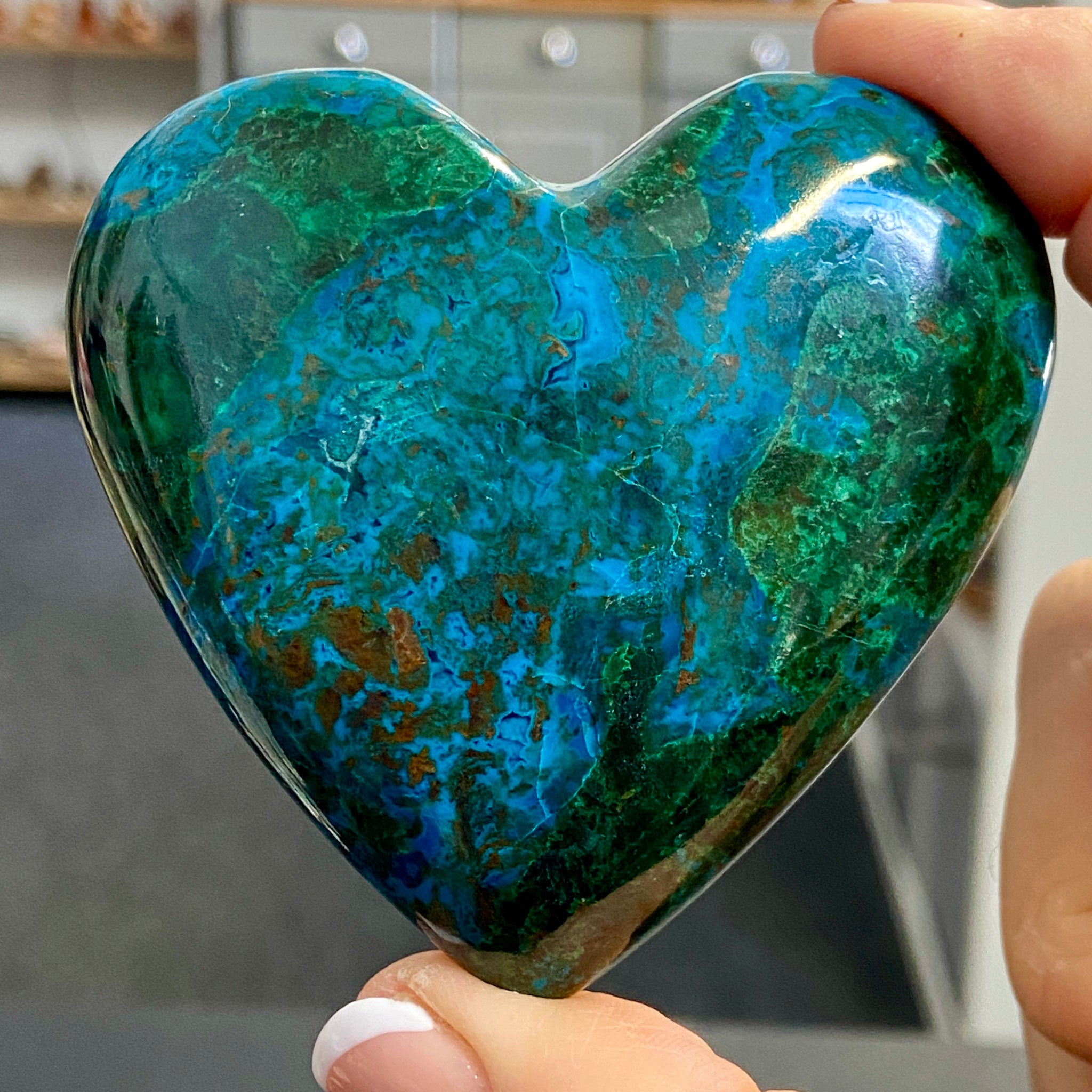 Chrysocolla Heart – Peru - Castle Rocks Cornwall