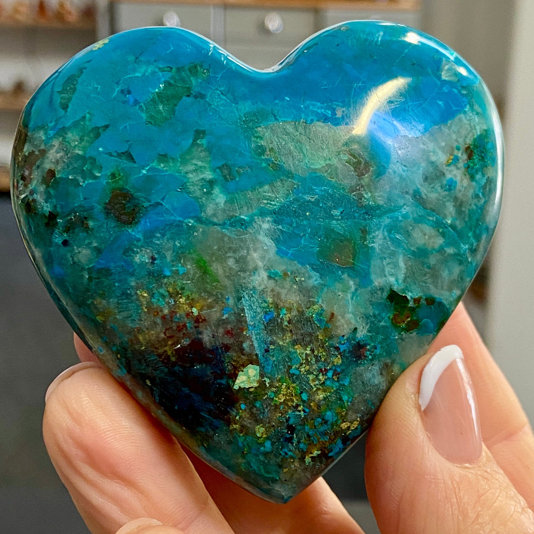 Chrysocolla Heart – Peru - Castle Rocks Cornwall