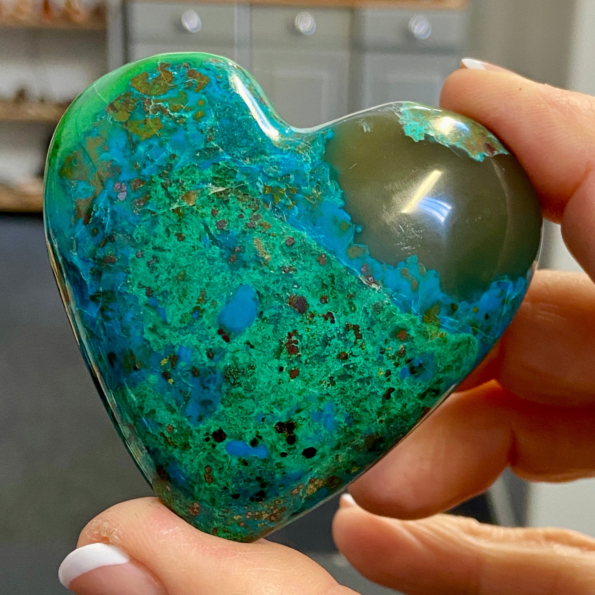 Chrysocolla Heart – Peru - Castle Rocks Cornwall