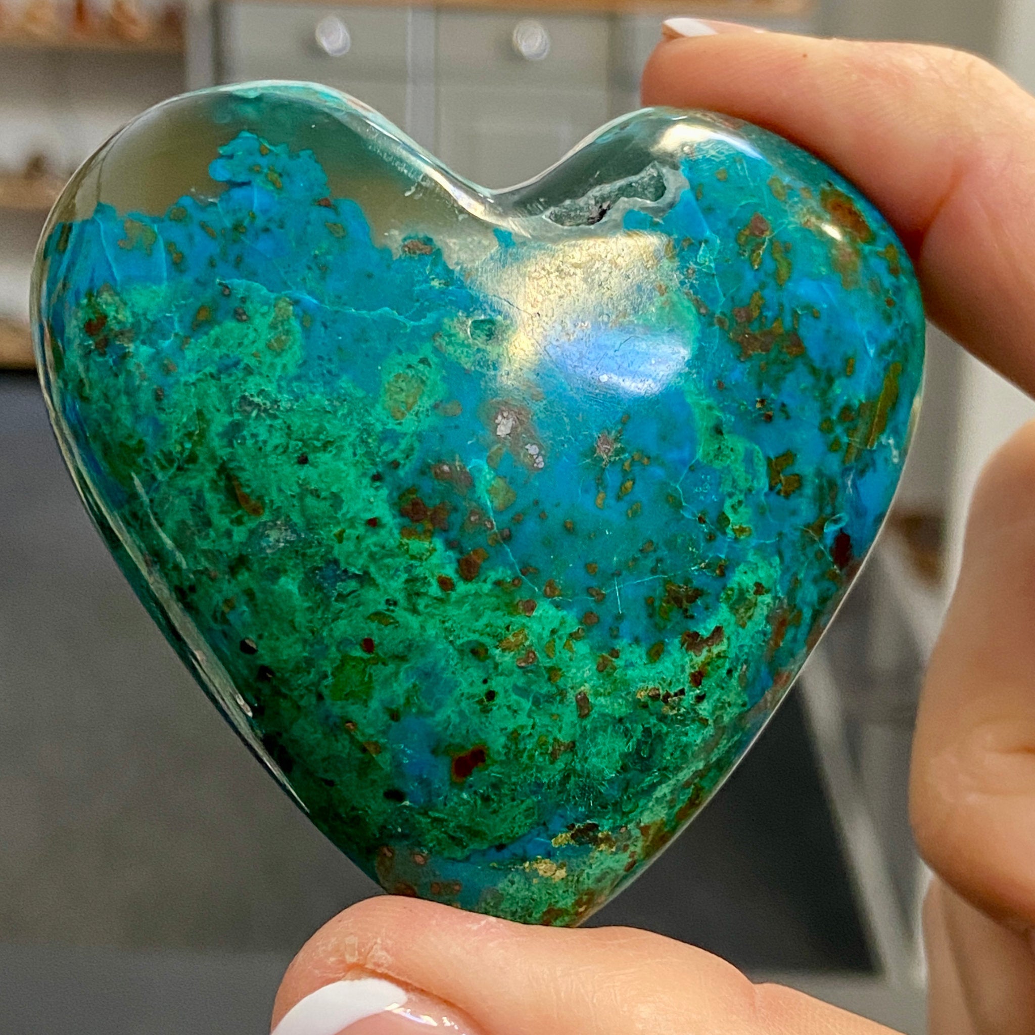 Chrysocolla Heart – Peru - Castle Rocks Cornwall