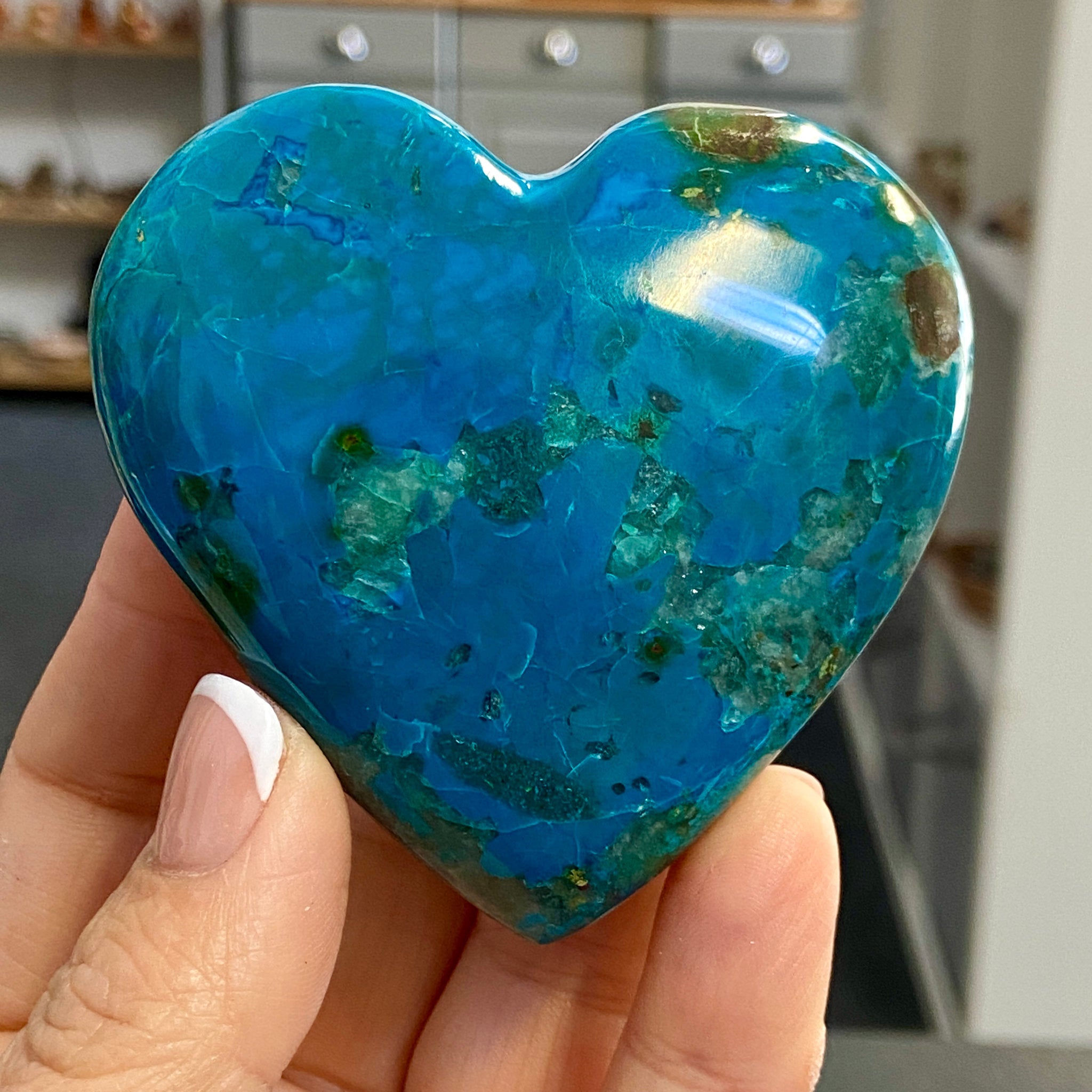 Chrysocolla Heart – Peru - Castle Rocks Cornwall