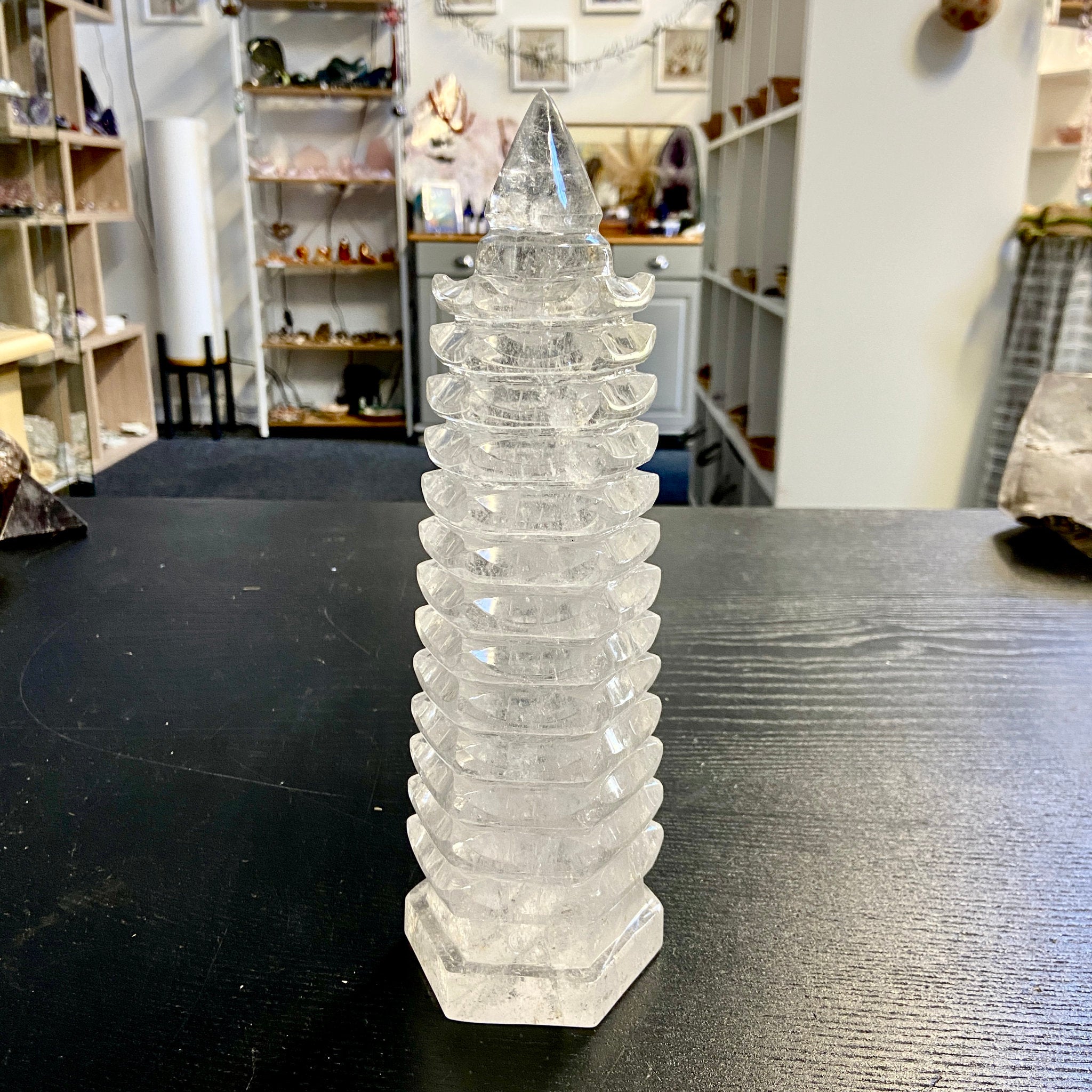 Clear Quartz - 13 Layer Wen Chang Pagoda Tower - Castle Rocks Cornwall
