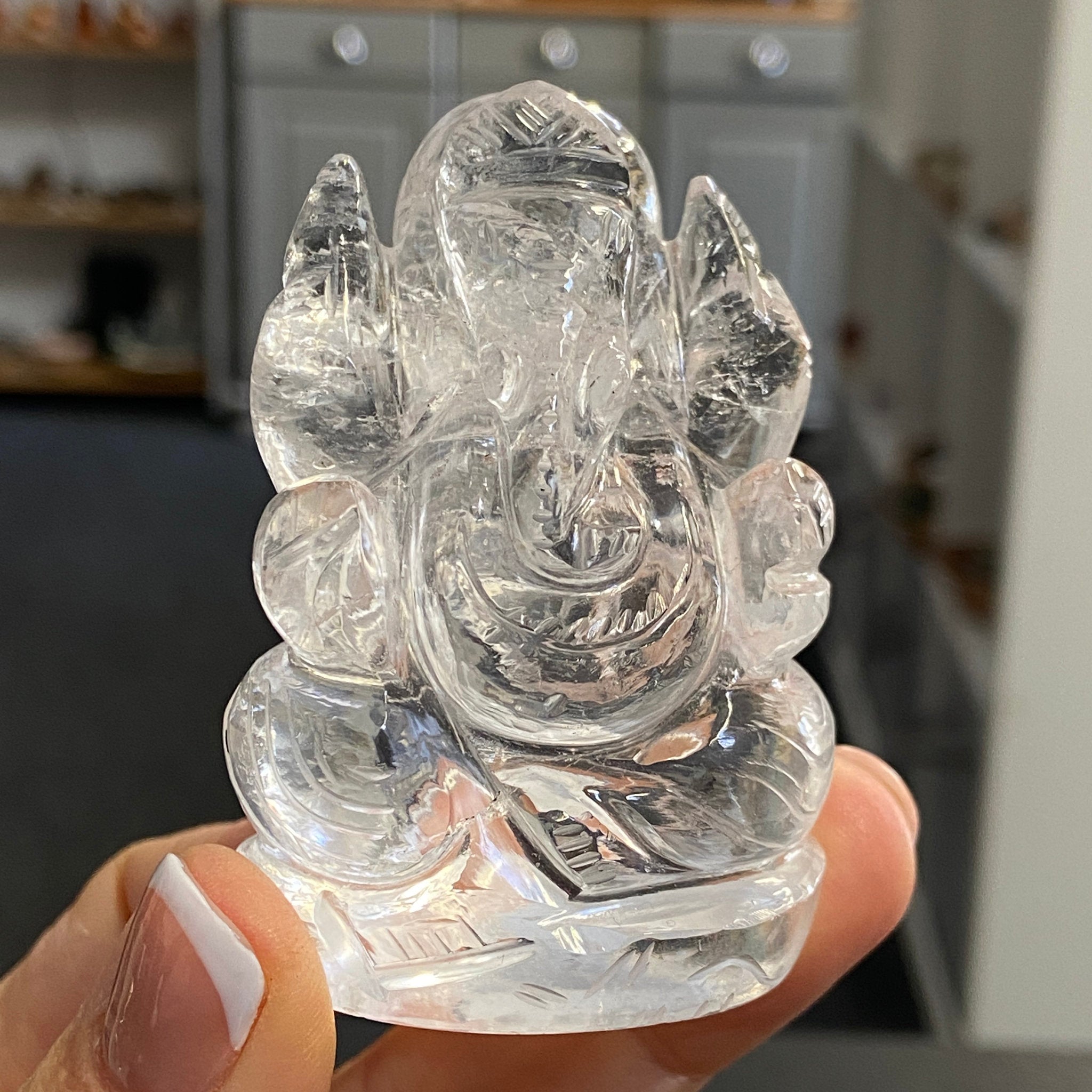 Clear Quartz Ganesha – Hand Carved - Castle Rocks Cornwall