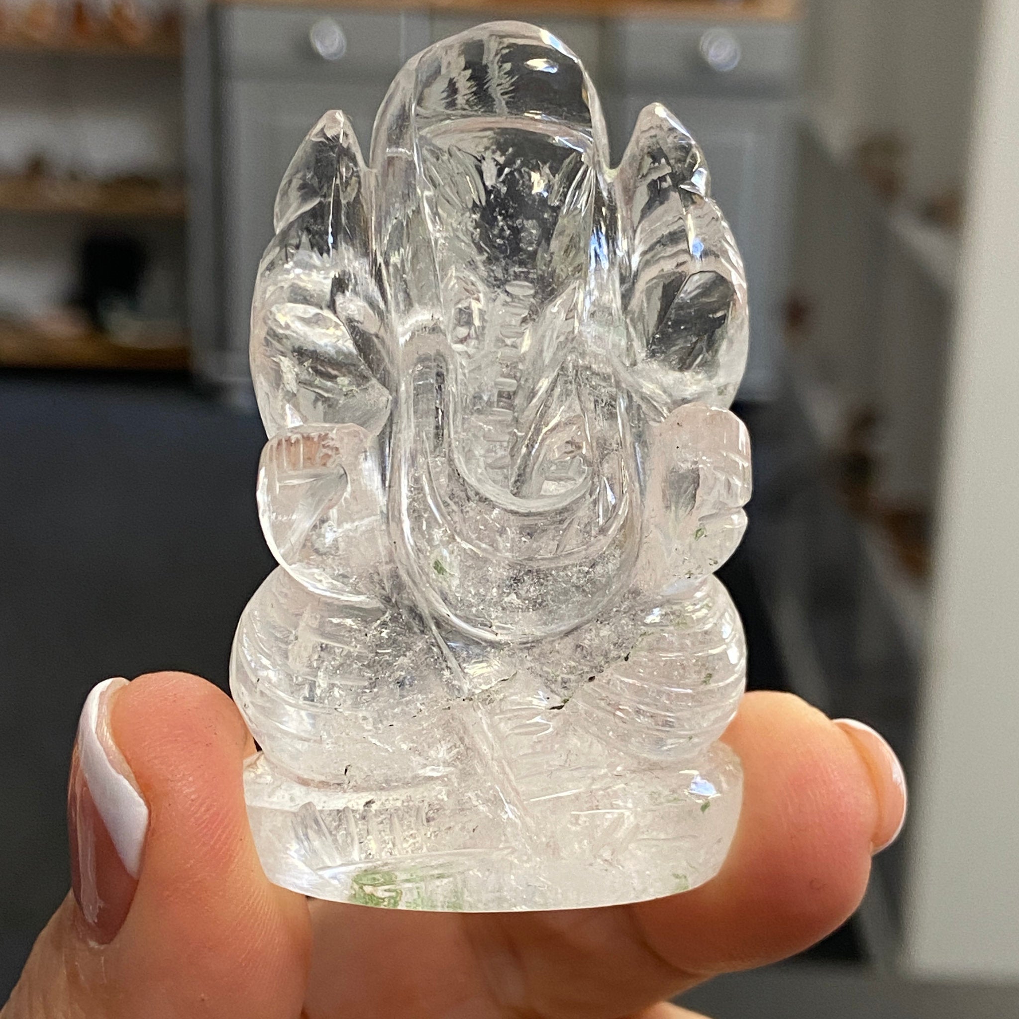 Clear Quartz Ganesha – Hand Carved - Castle Rocks Cornwall