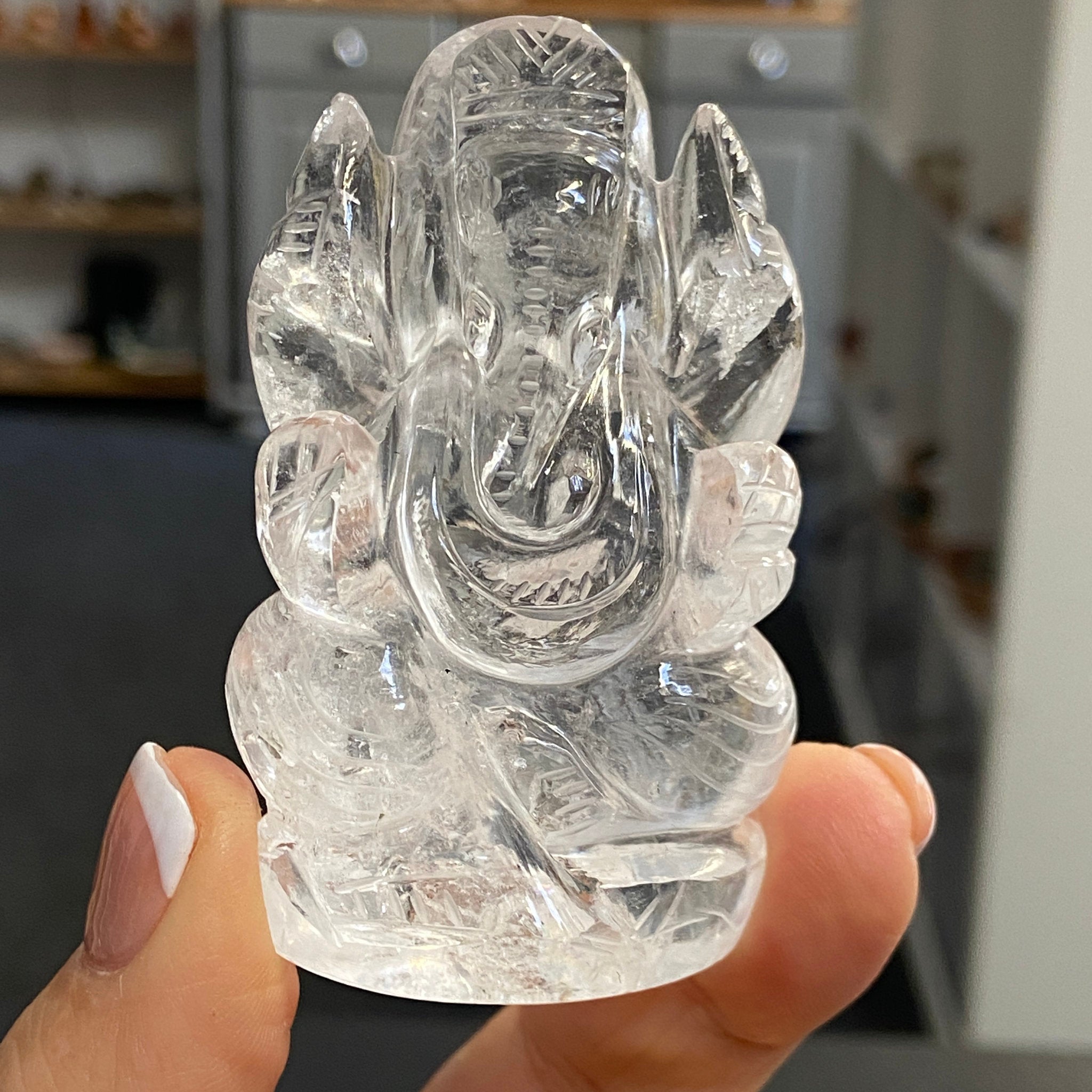 Clear Quartz Ganesha – Hand Carved - Castle Rocks Cornwall