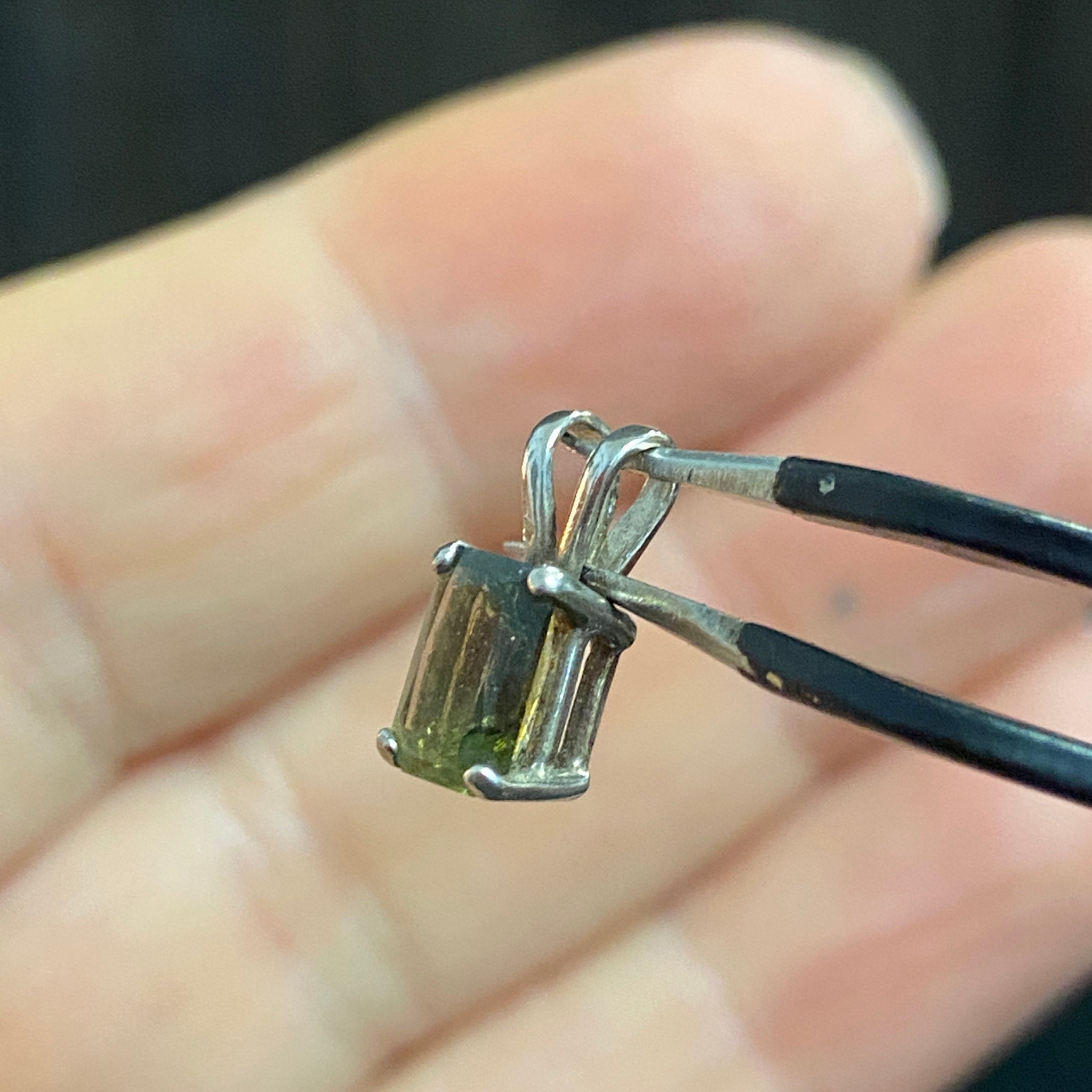 Faceted Moldavite Pendant – Sterling Silver - Castle Rocks Cornwall