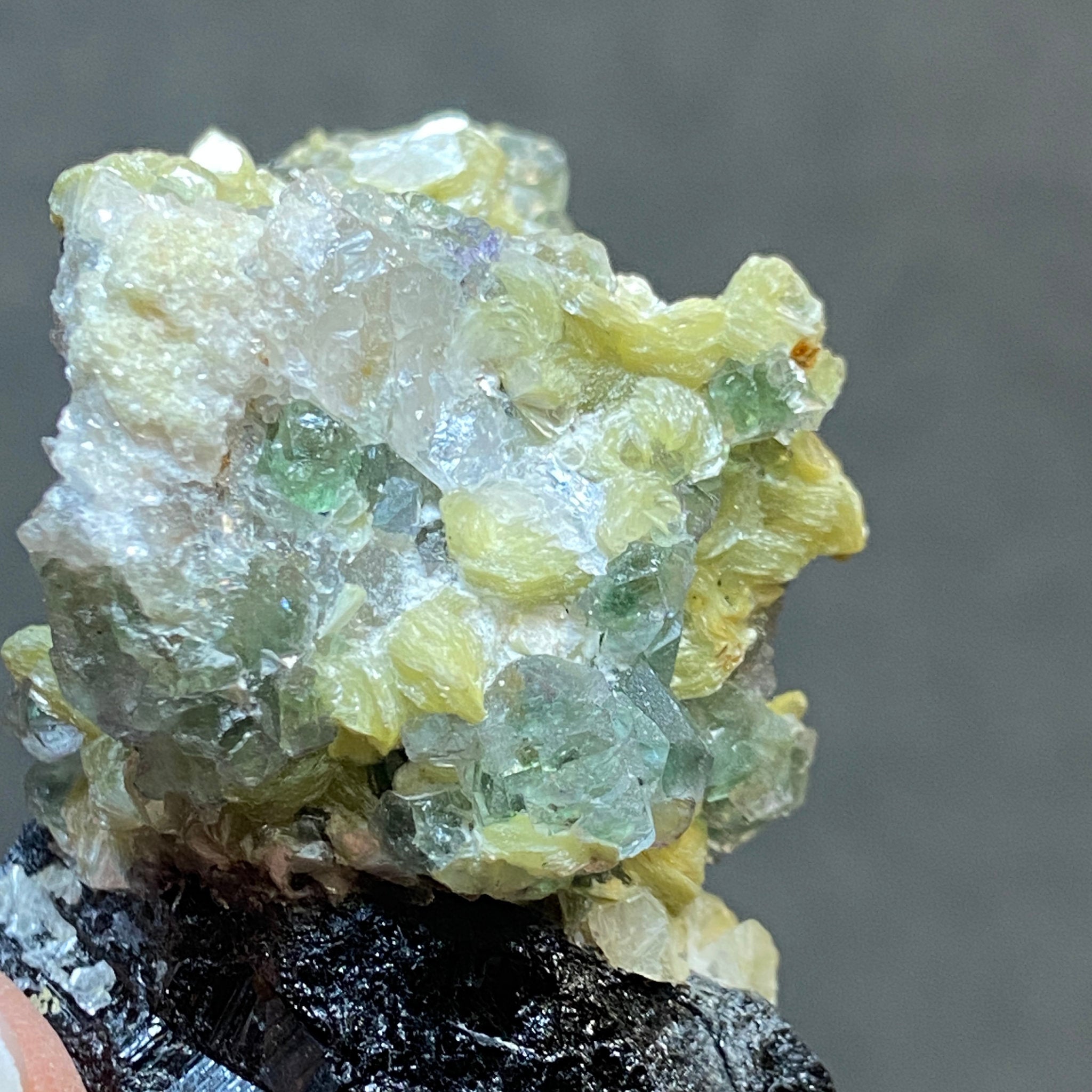 Fluorite with Black Tourmaline, Muscovite and Feldspar - Erongo - Castle Rocks Cornwall