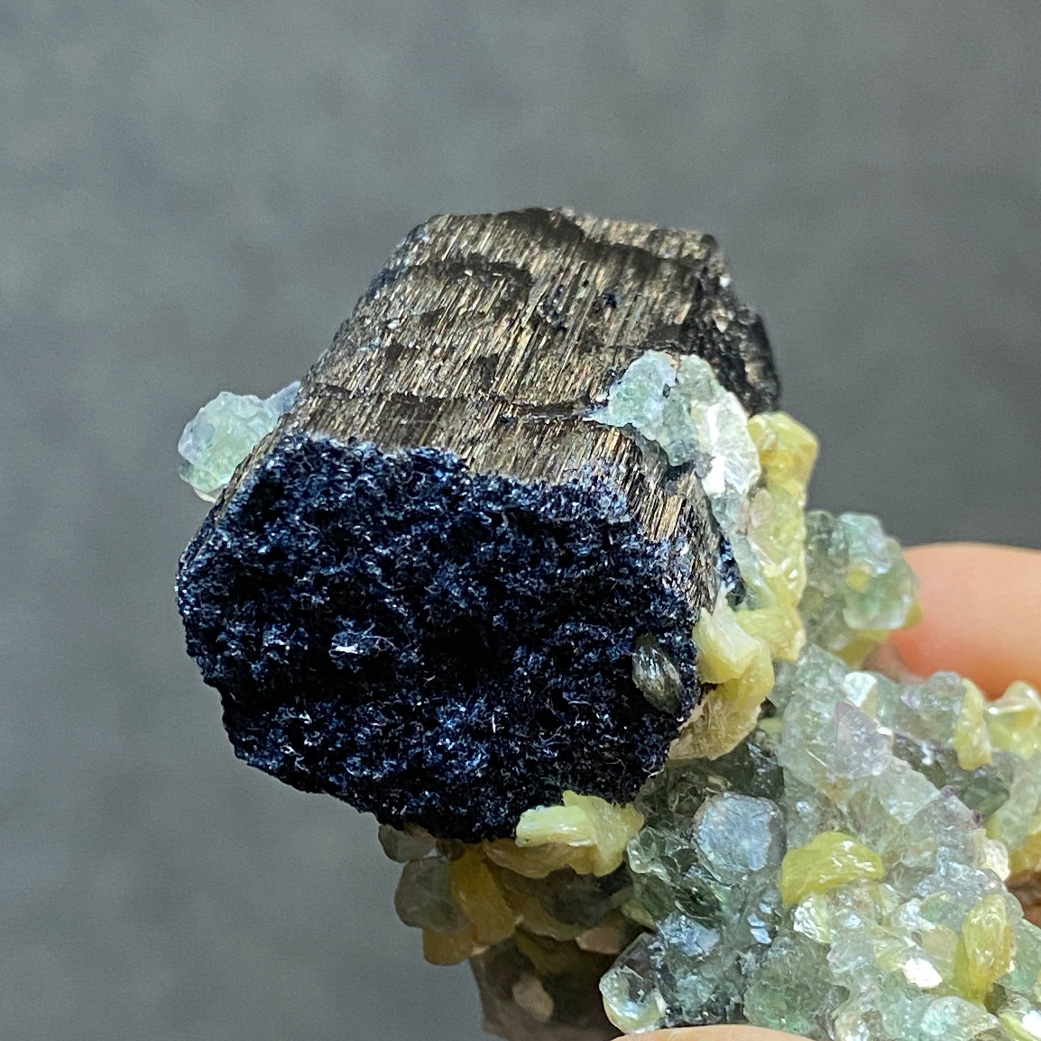 Fluorite with Black Tourmaline, Muscovite and Feldspar - Erongo - Castle Rocks Cornwall