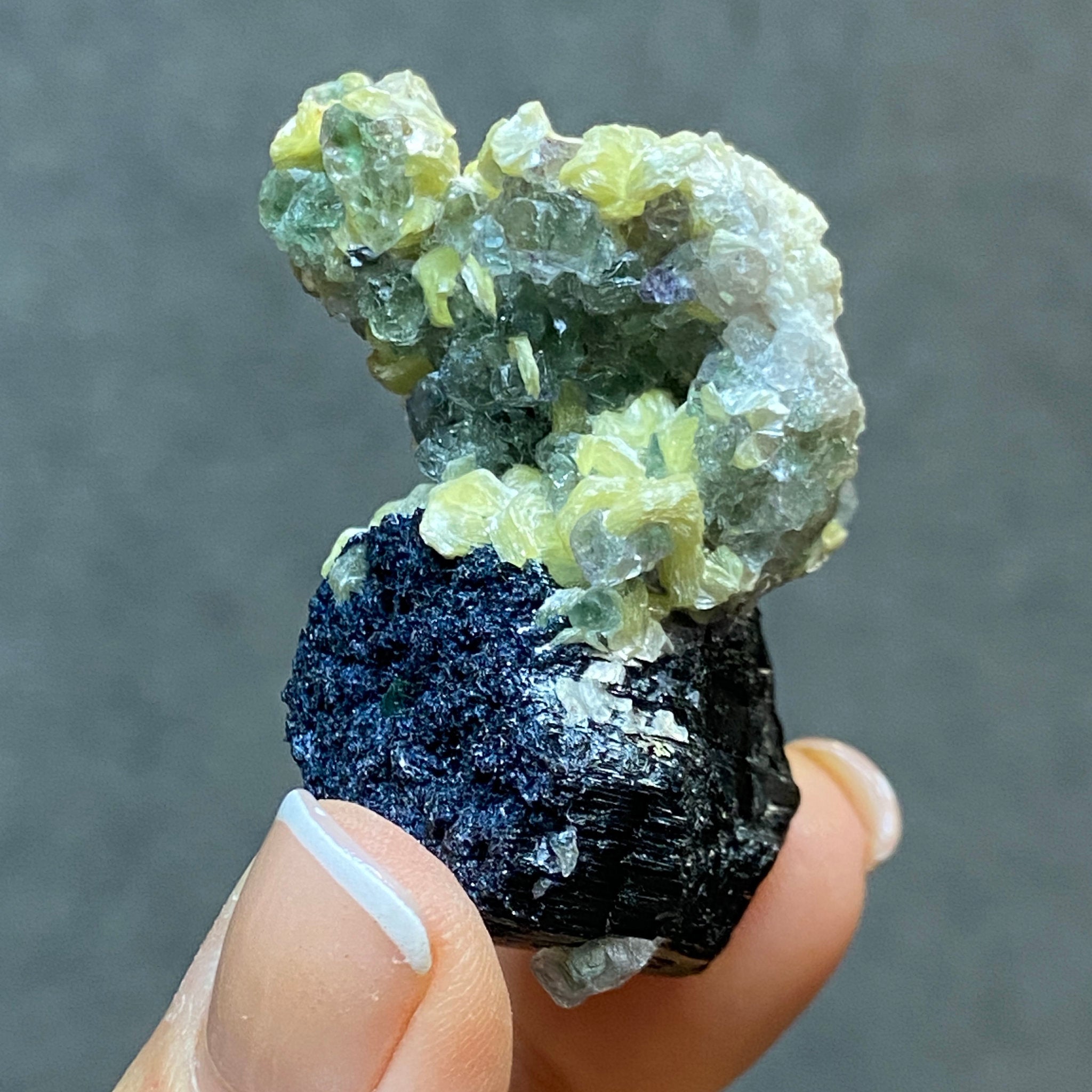 Fluorite with Black Tourmaline, Muscovite and Feldspar - Erongo - Castle Rocks Cornwall