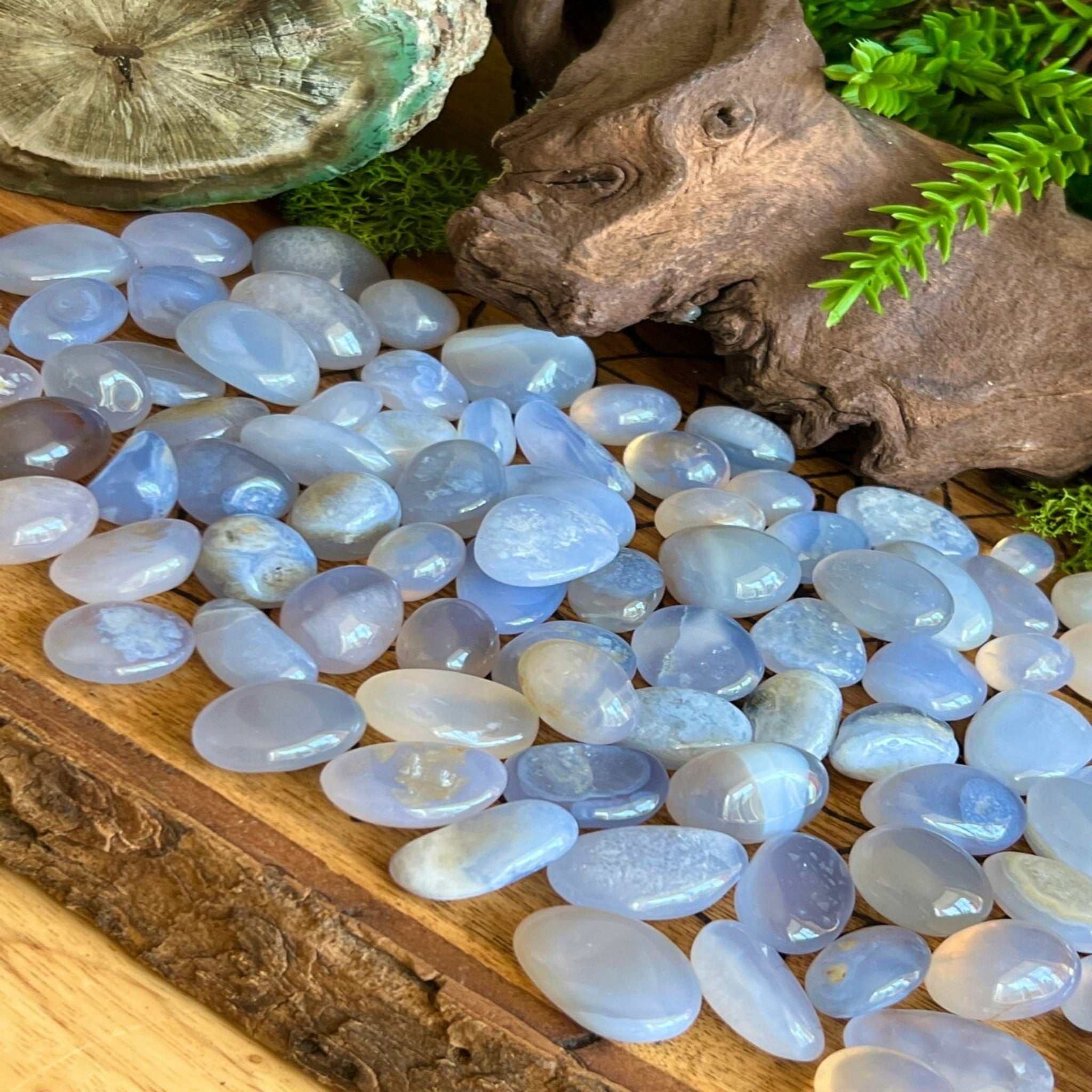Blue Chalcedony Tumbled Stones.