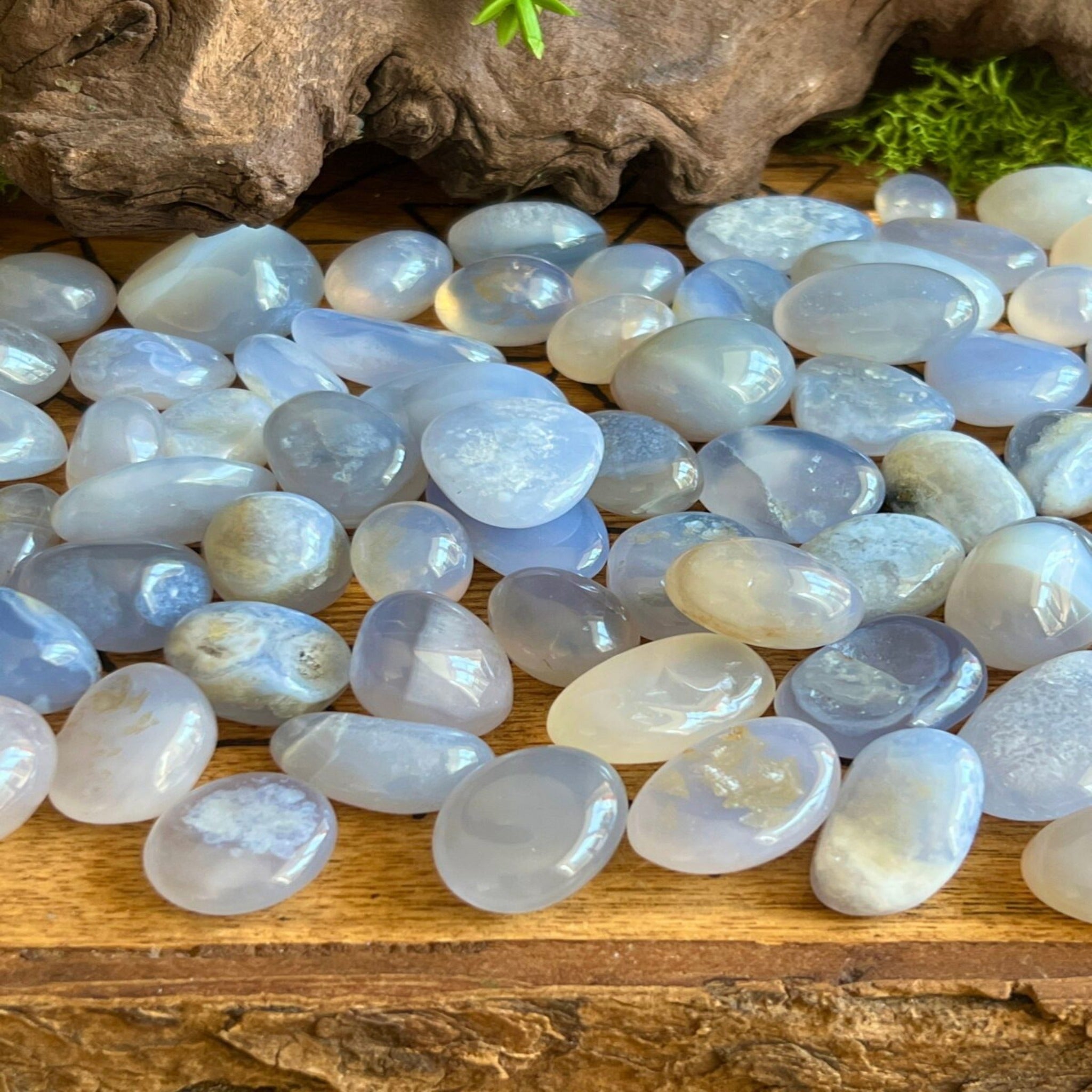 Blue Lace Agate Tumbles — Divine Dream Crystals