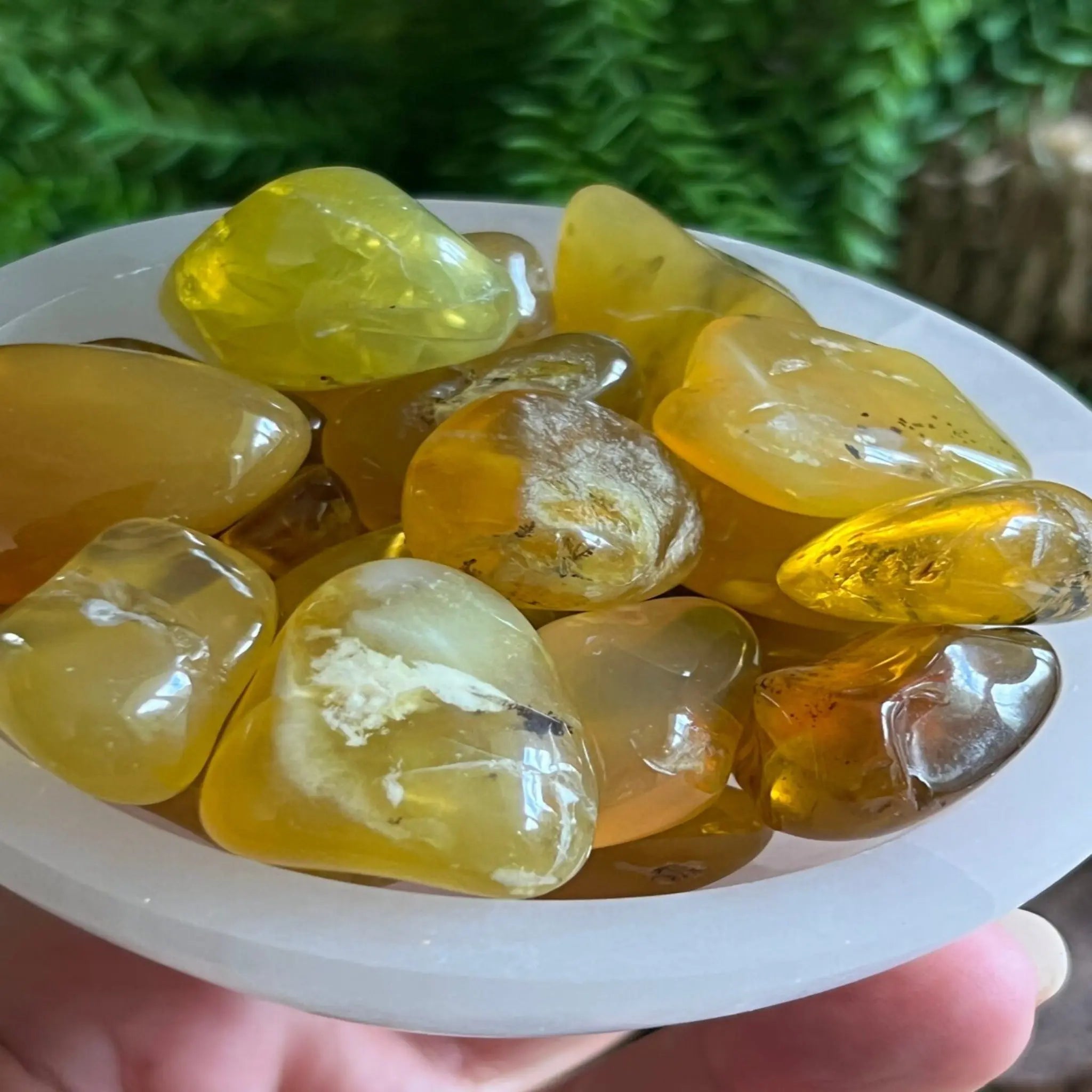 Madagascan Yellow Opal tumble stones Castle Rocks Cornwall