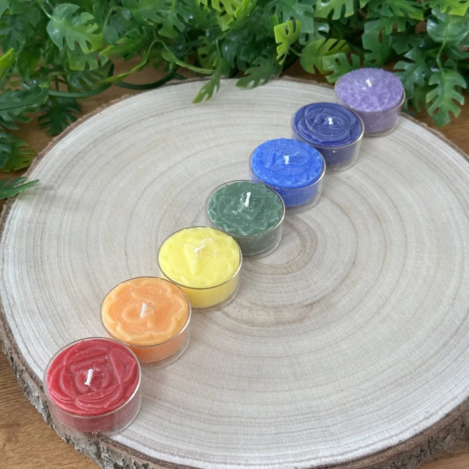 Set Of 7 Chakra Tea Light Candles - Scented Castle Rocks Cornwall
