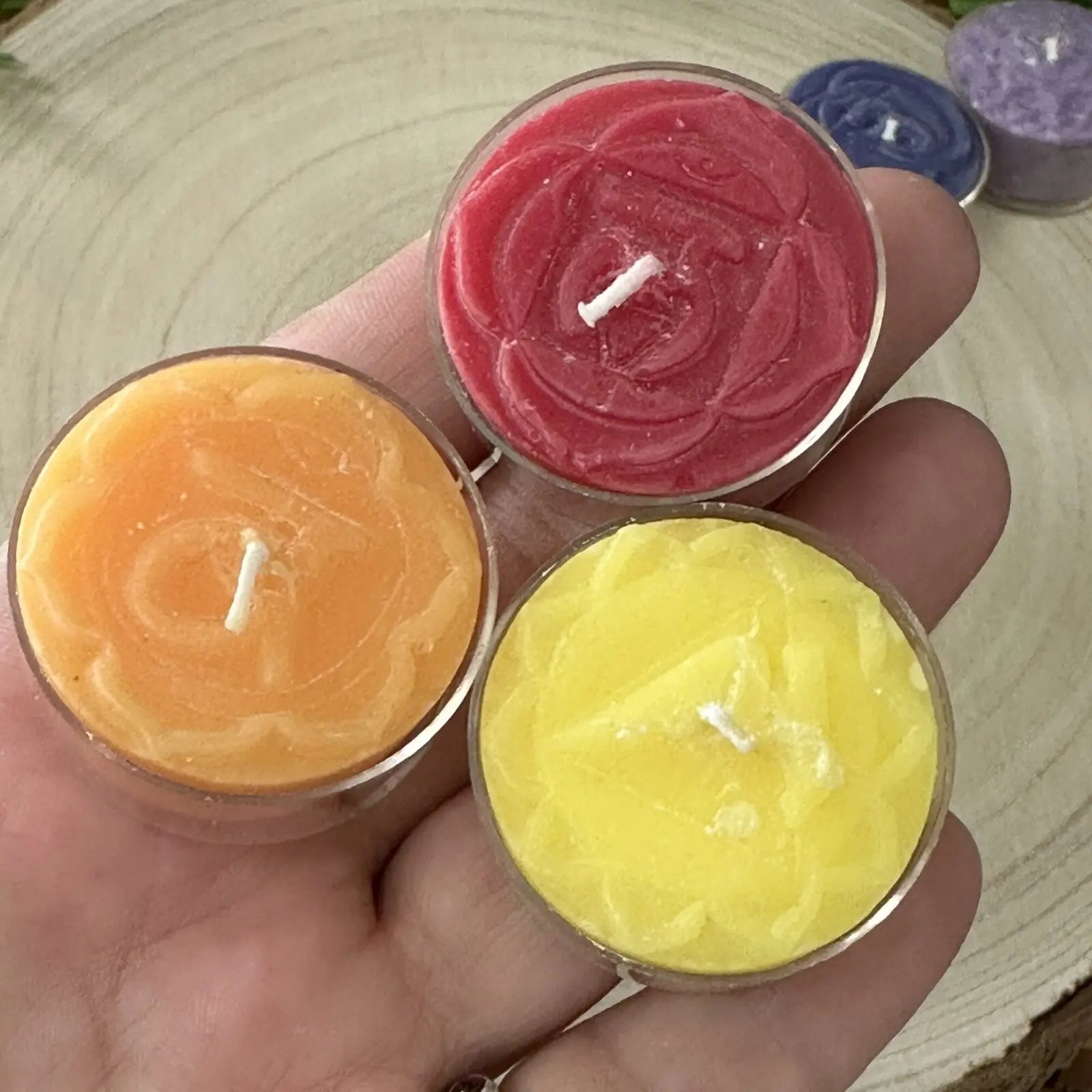 Set Of 7 Chakra Tea Light Candles - Scented Castle Rocks Cornwall