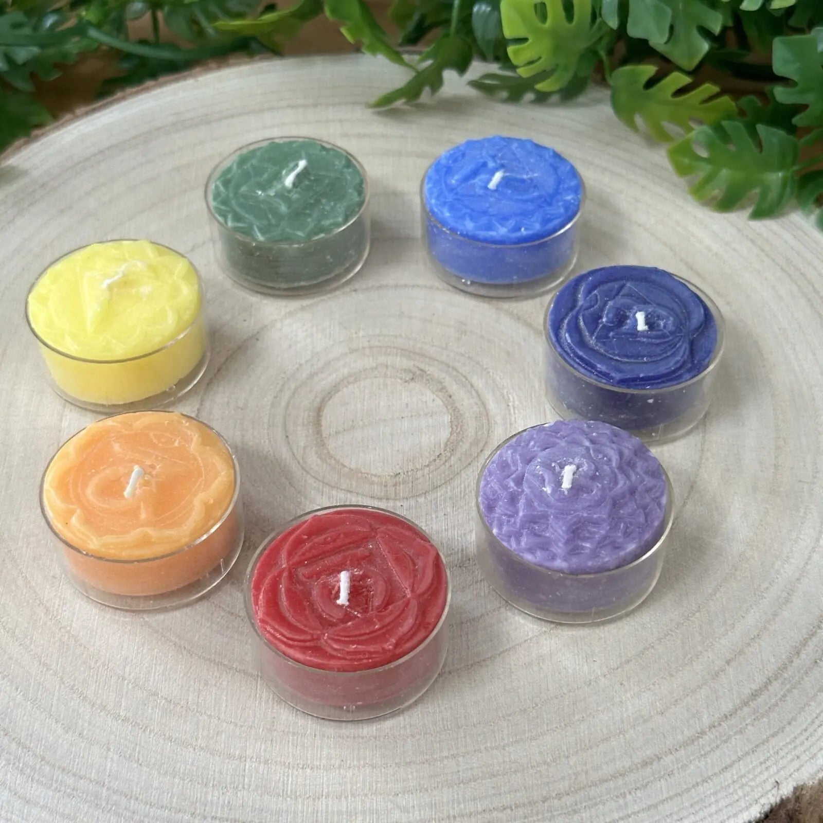 Set Of 7 Chakra Tea Light Candles - Scented Castle Rocks Cornwall