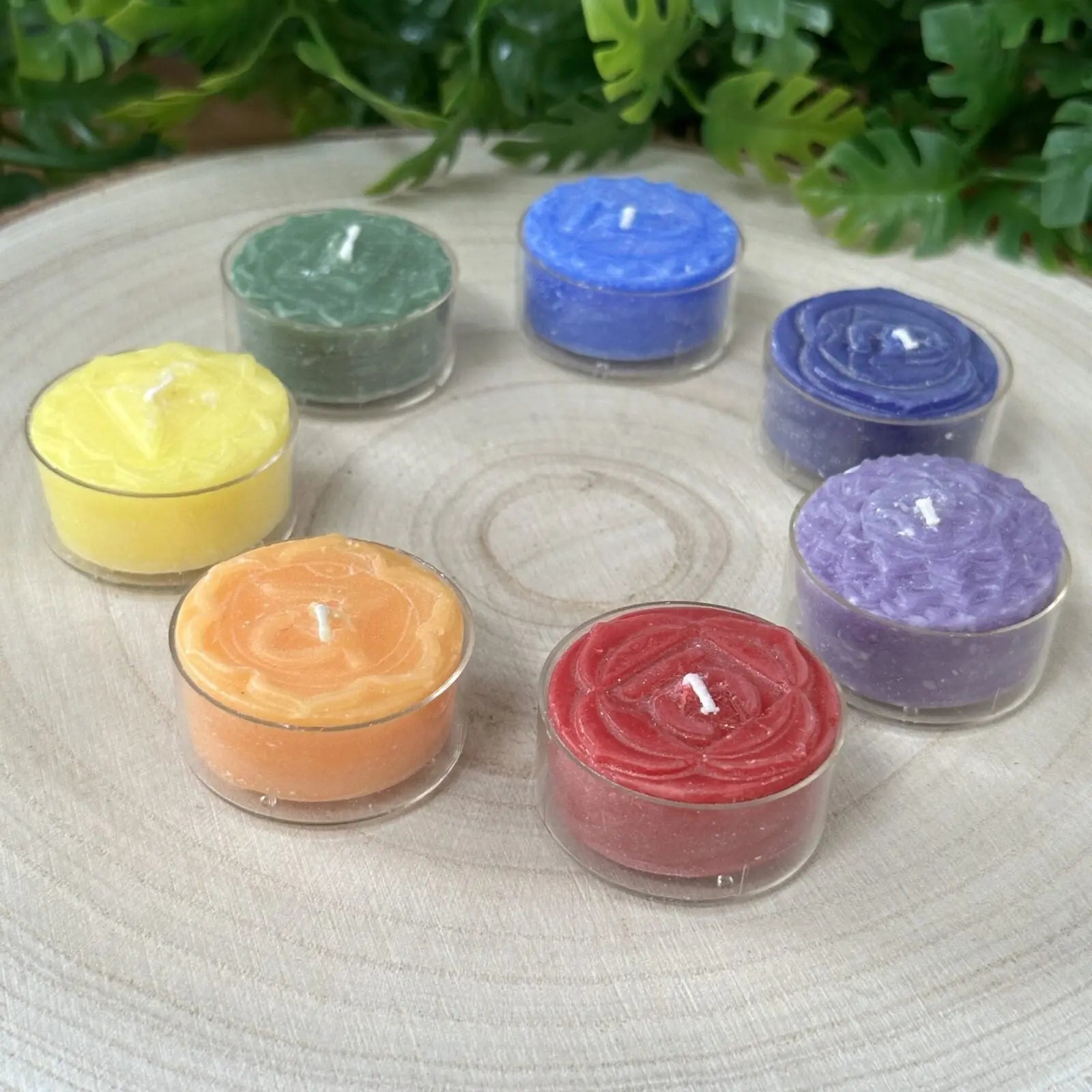 Set Of 7 Chakra Tea Light Candles - Scented Castle Rocks Cornwall