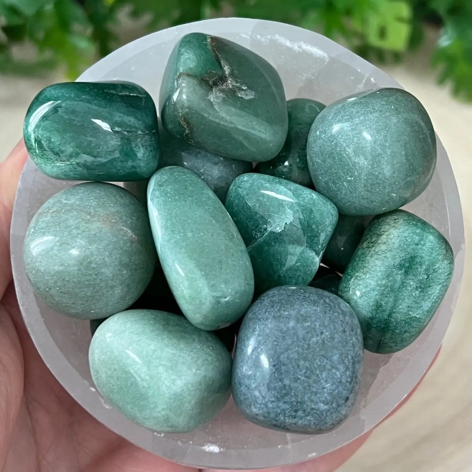 Green Aventurine tumbled stones Castle Rocks Cornwall