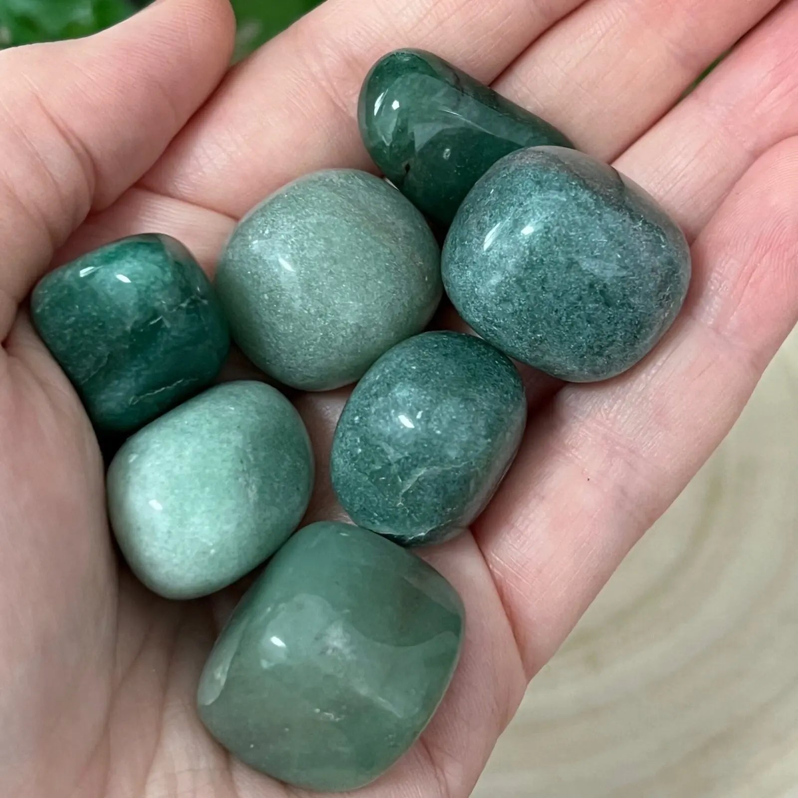 Green Aventurine tumbled stones Castle Rocks Cornwall