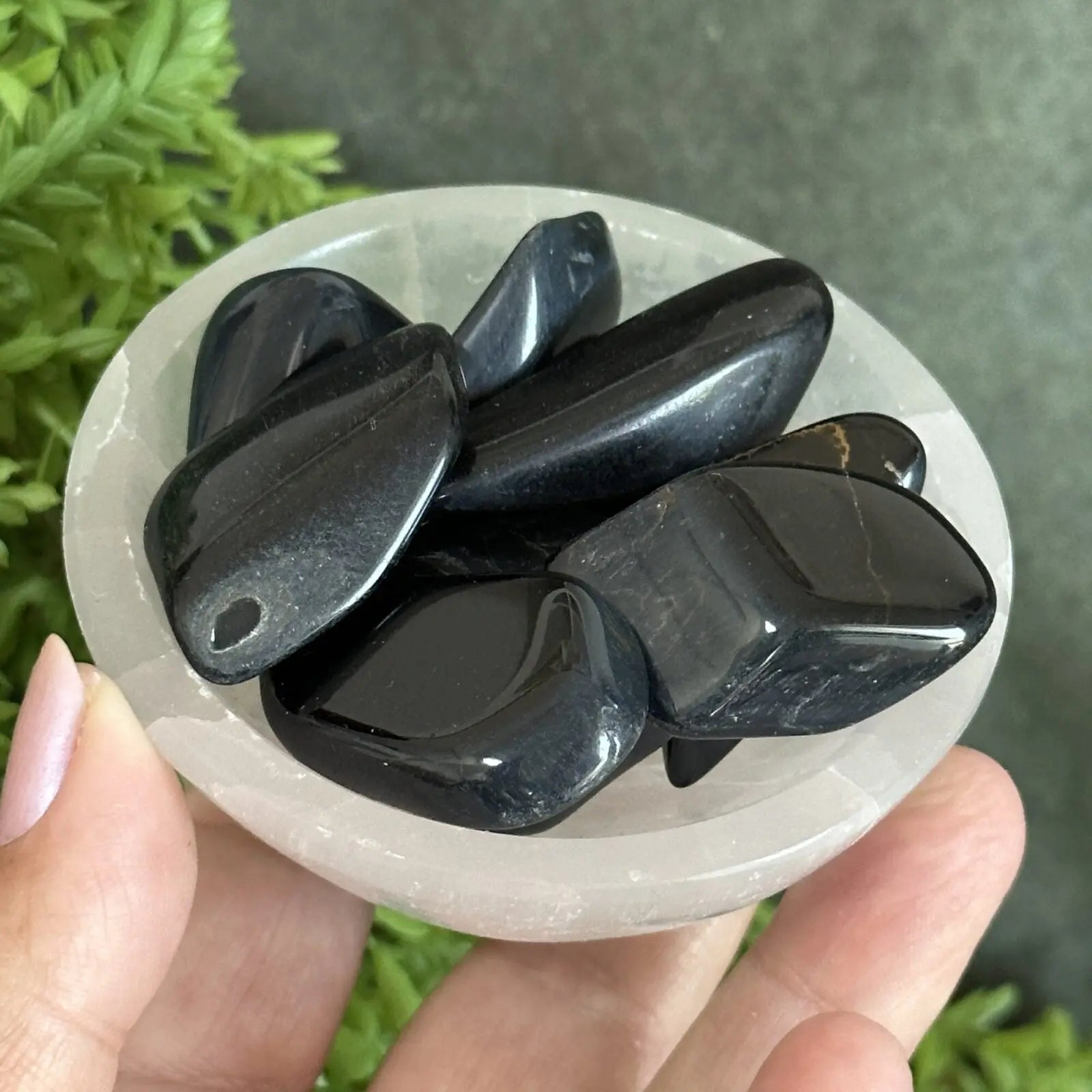 Blue Tigers Eye tumbled stones Castle Rocks Cornwall