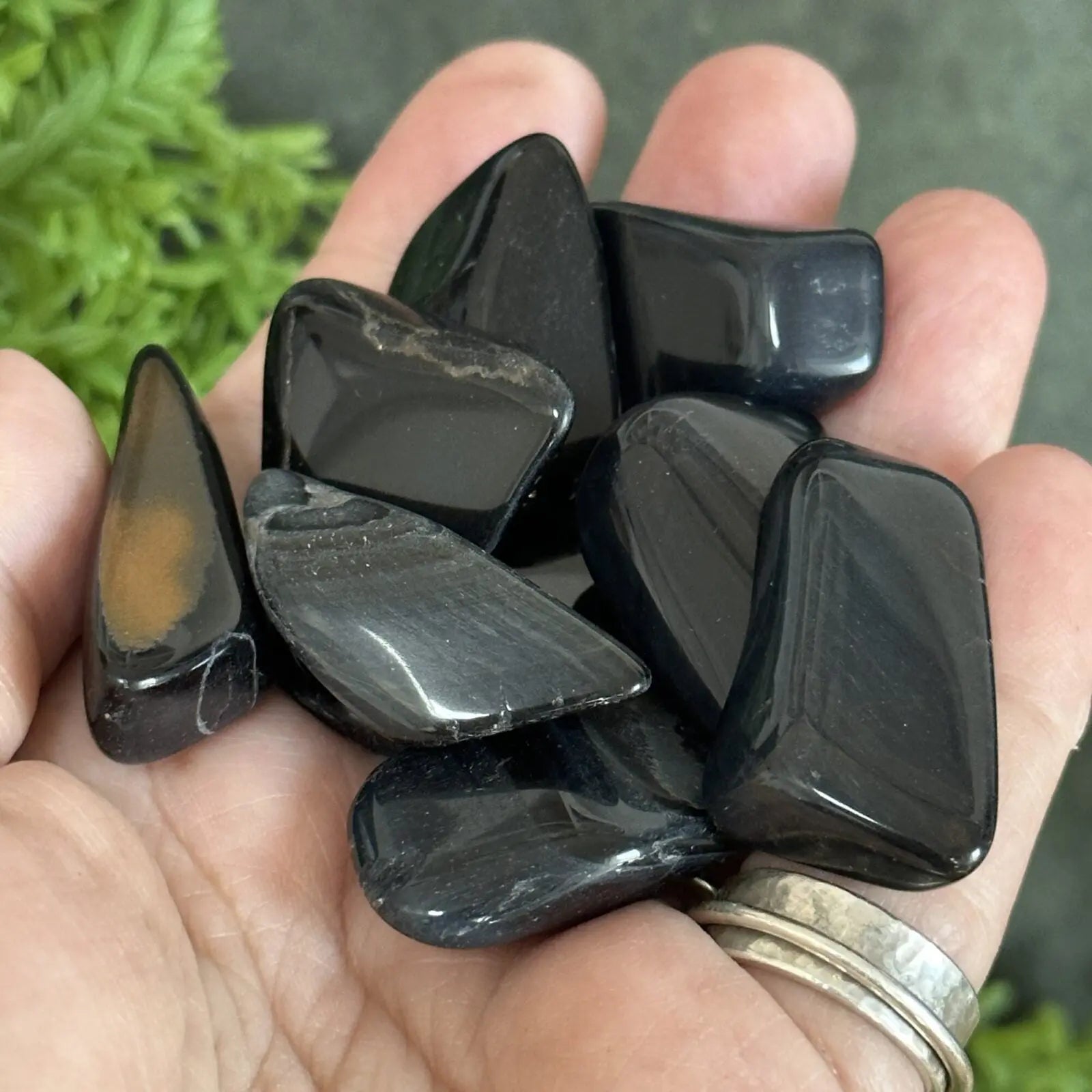 Blue Tigers Eye tumbled stones Castle Rocks Cornwall