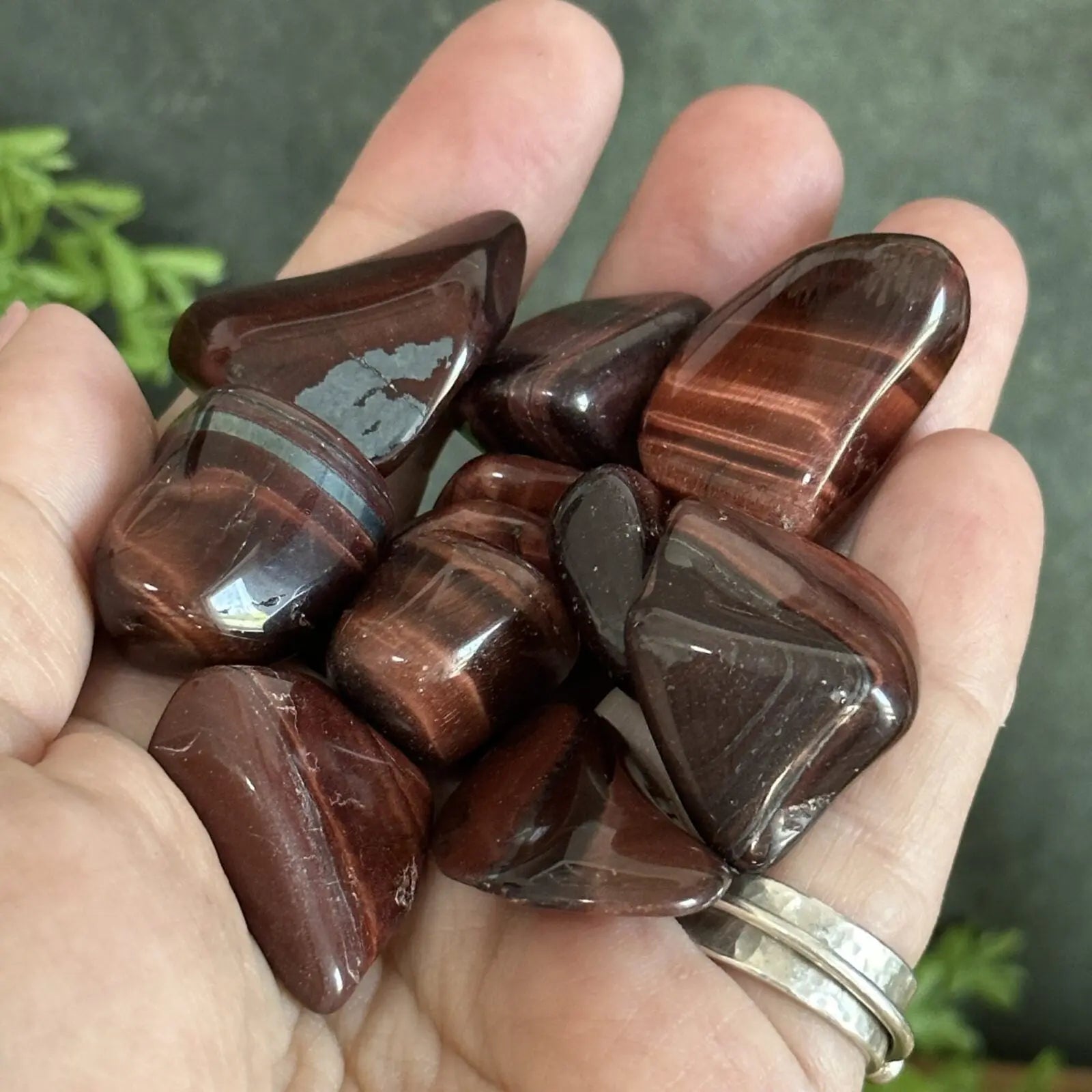 Red Tigers Eye tumbled stones Castle Rocks Cornwall