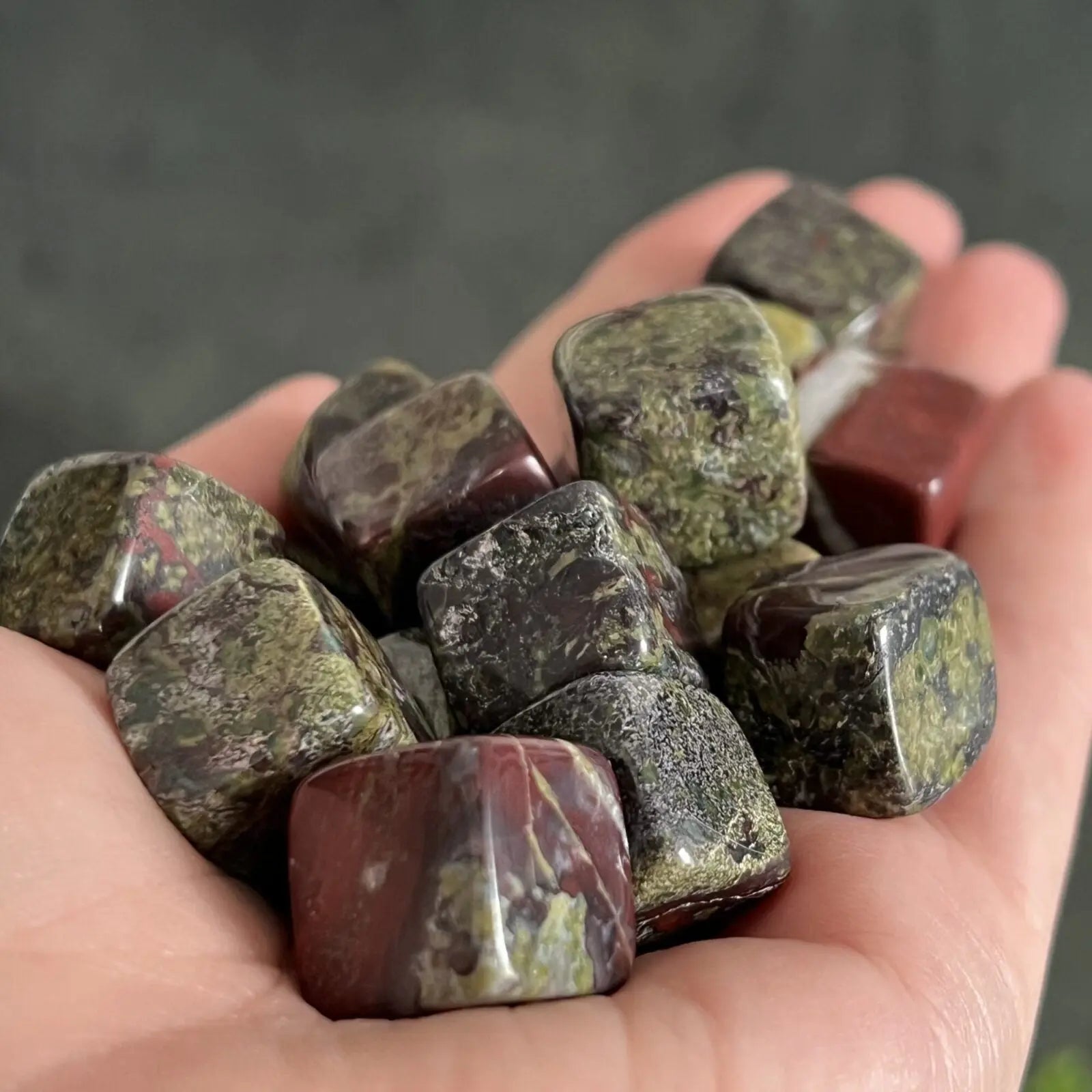 Dragons Blood tumbled cubes Castle Rocks Cornwall