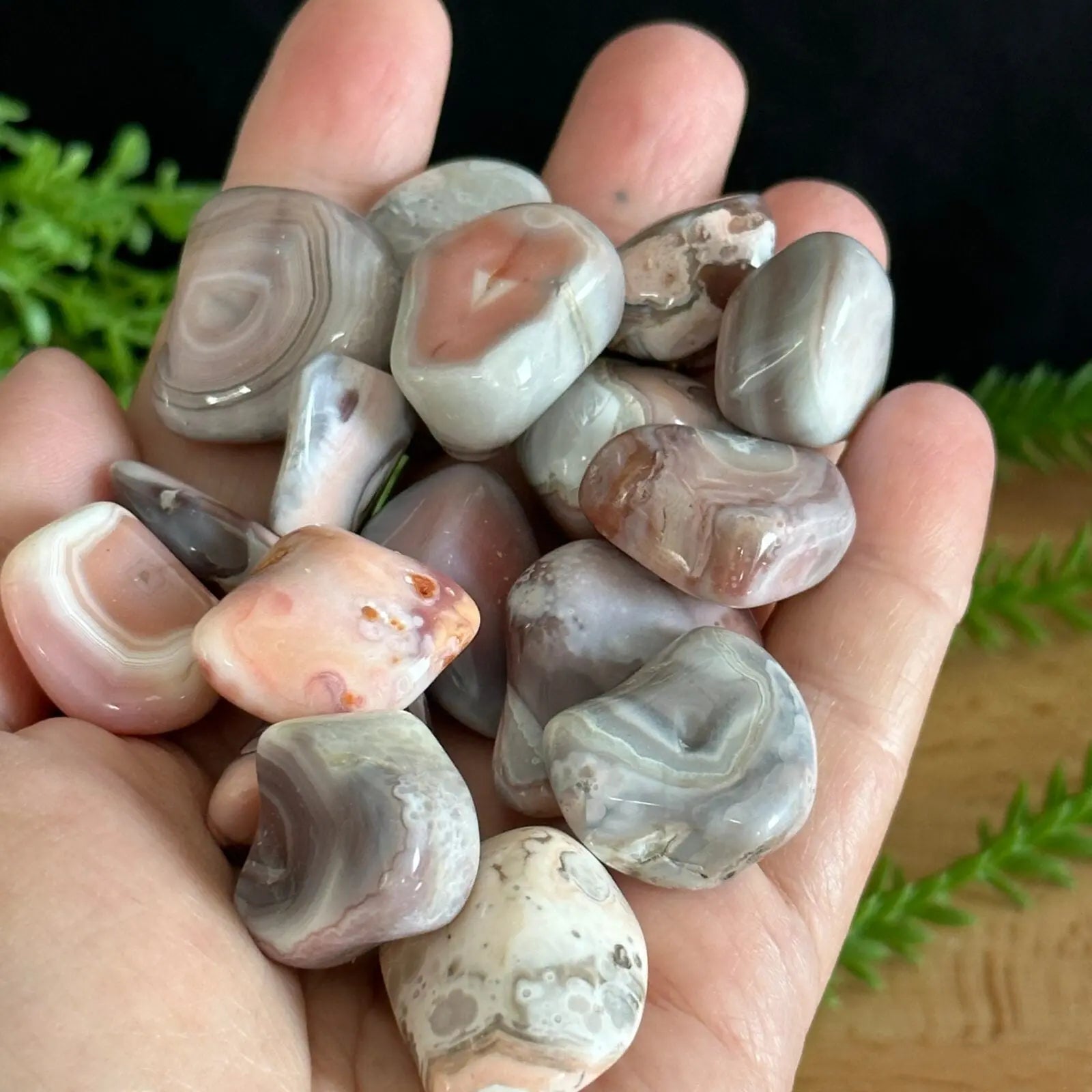 Pink Botswana Agate Tumbled Stones Castle Rocks Cornwall